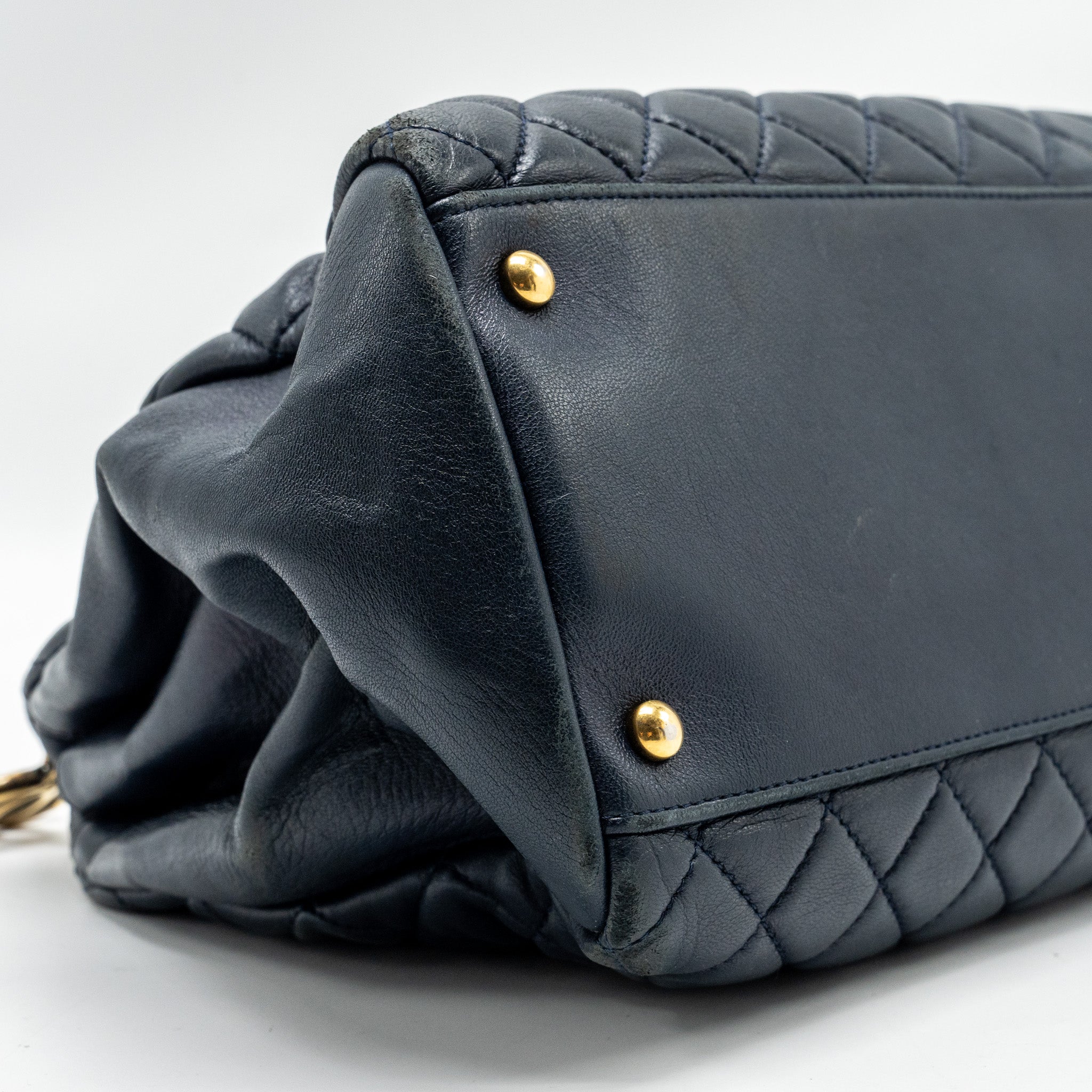 Chanel Just Mademoiselle Bowling Bag Lambskin Dark Blue