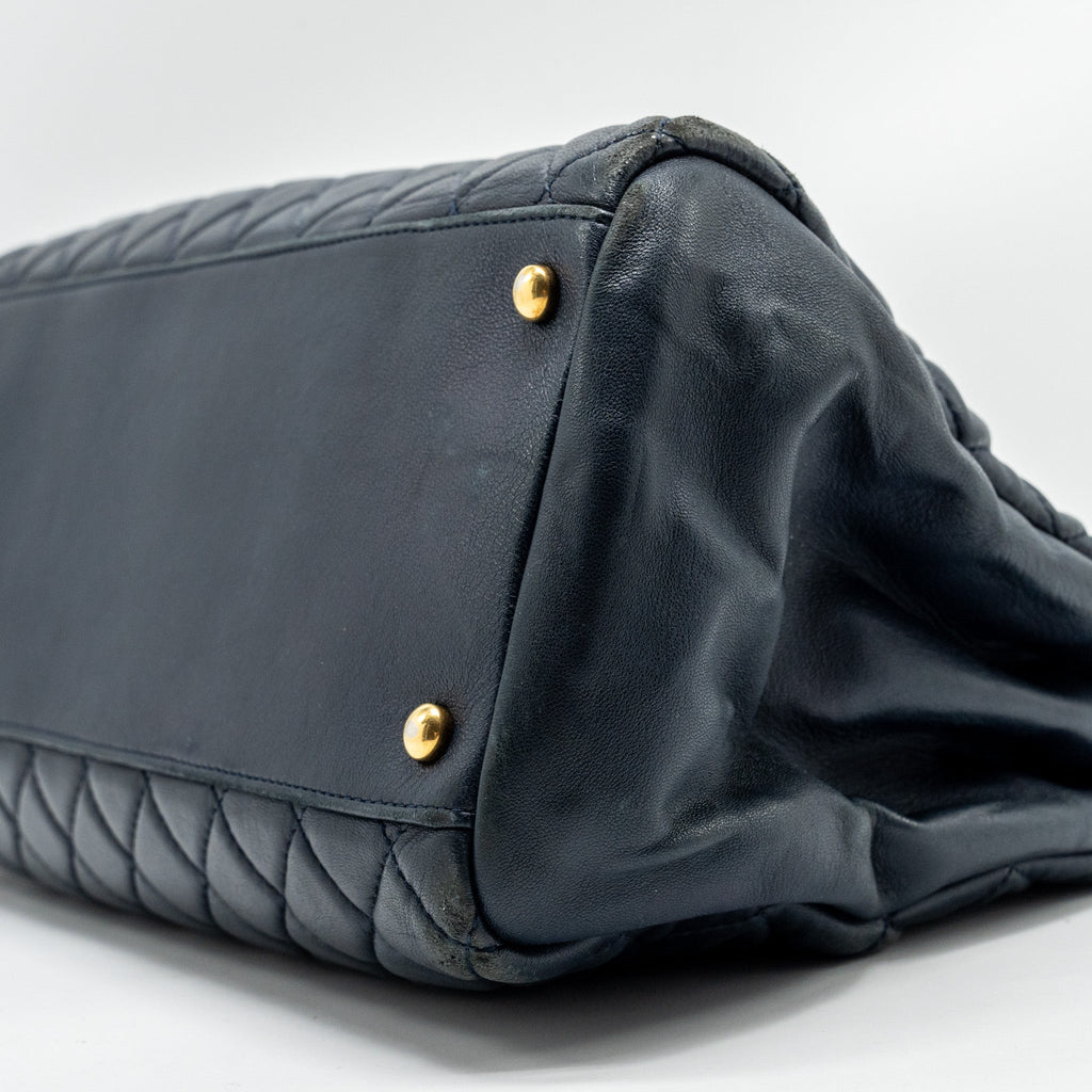 Chanel Just Mademoiselle Bowling Bag Lambskin Dark Blue