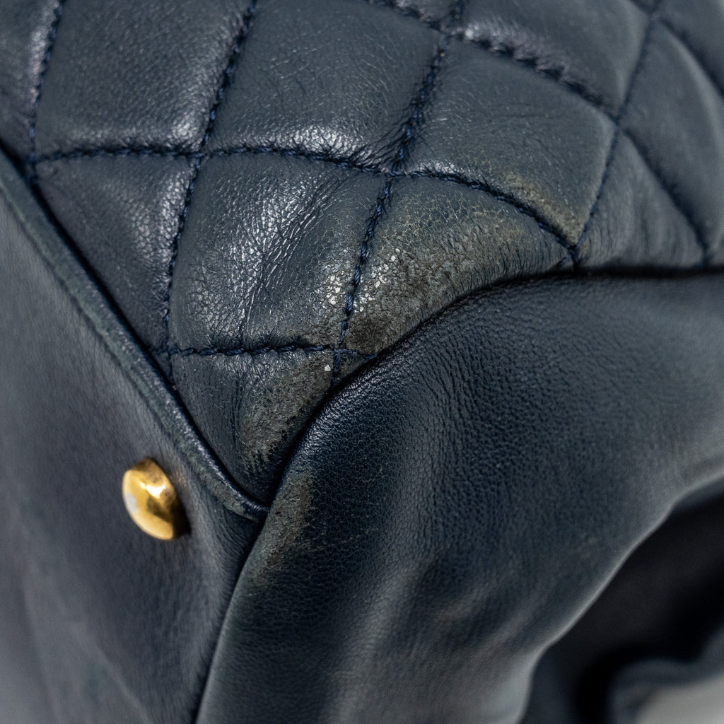 Chanel Just Mademoiselle Bowling Bag Lambskin Dark Blue
