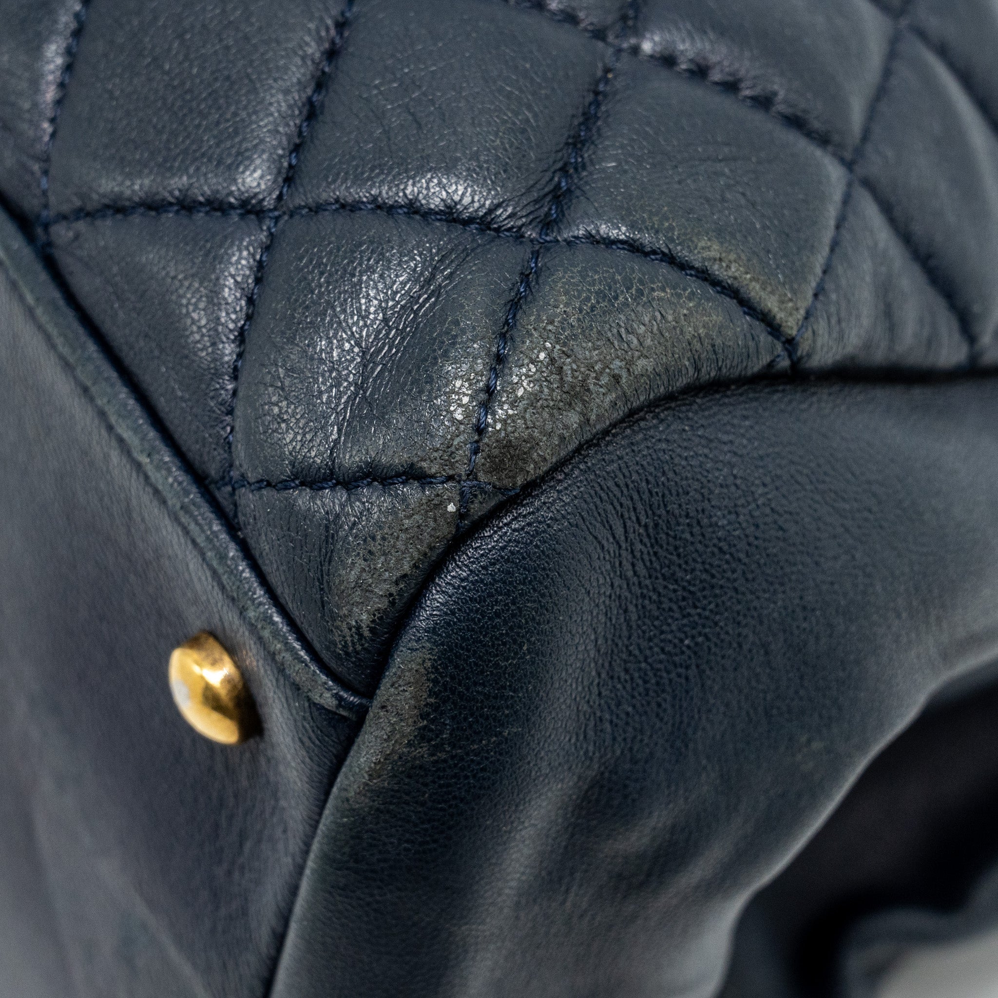 Chanel Just Mademoiselle Bowling Bag Lambskin Dark Blue