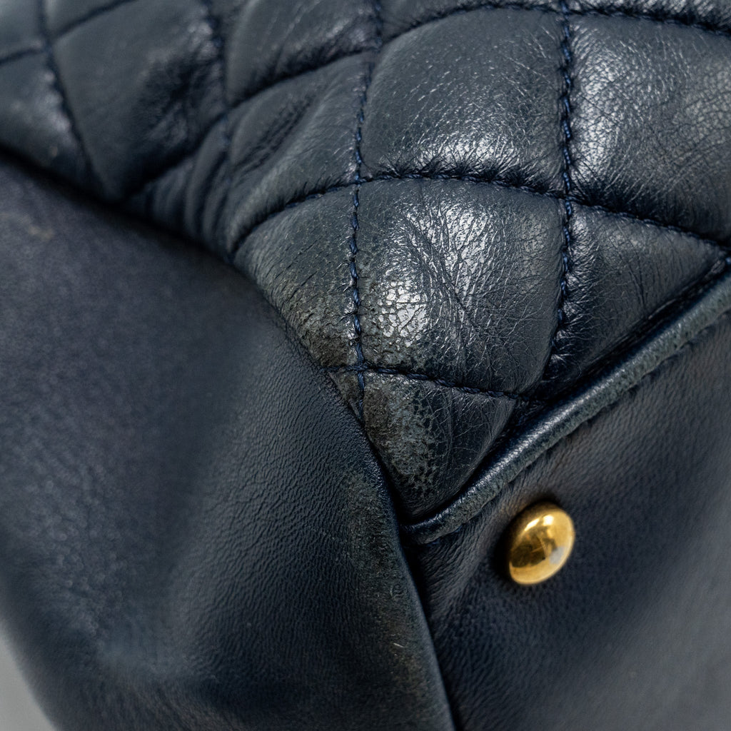 Chanel Just Mademoiselle Bowling Bag Lambskin Dark Blue