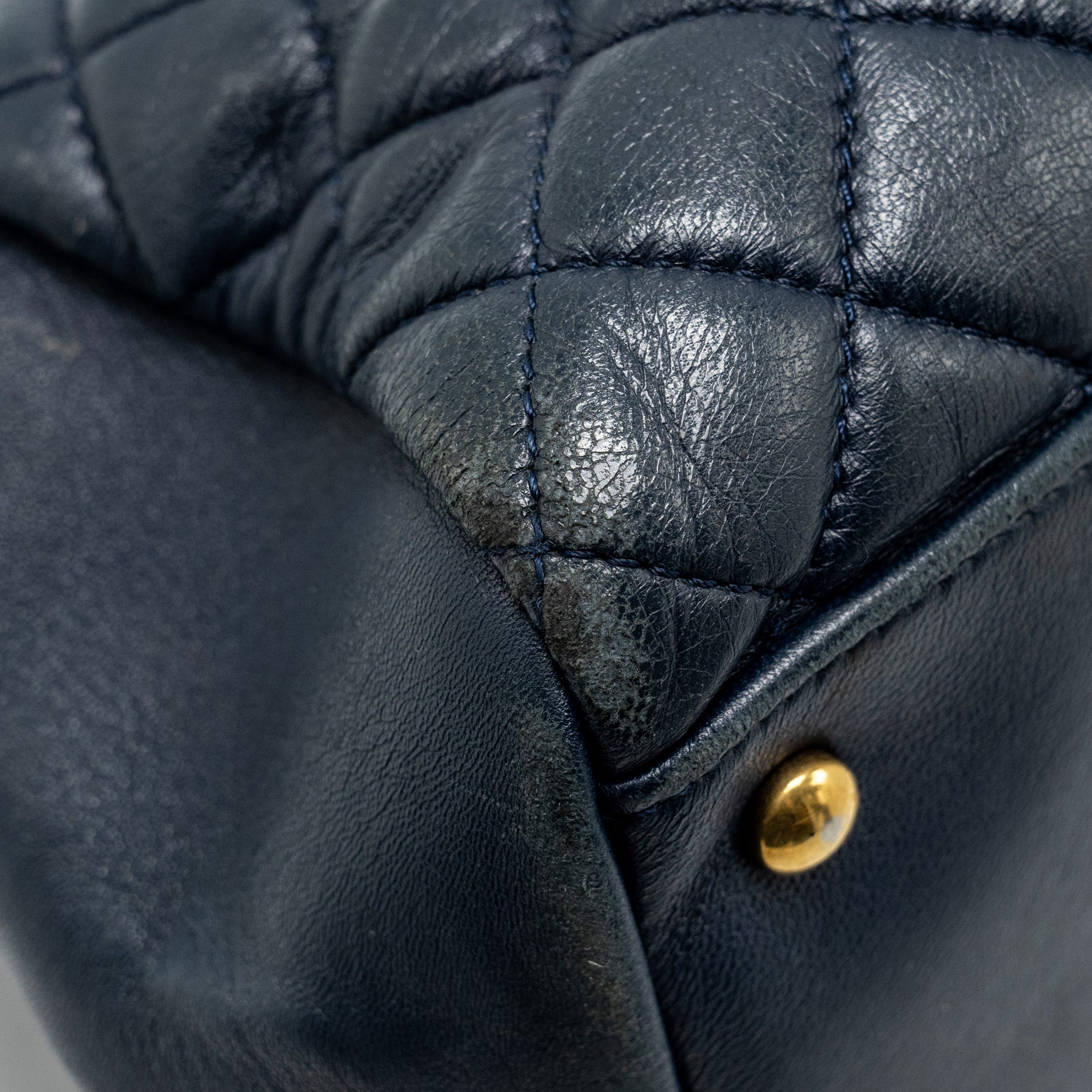 Chanel Just Mademoiselle Bowling Bag Lambskin Dark Blue