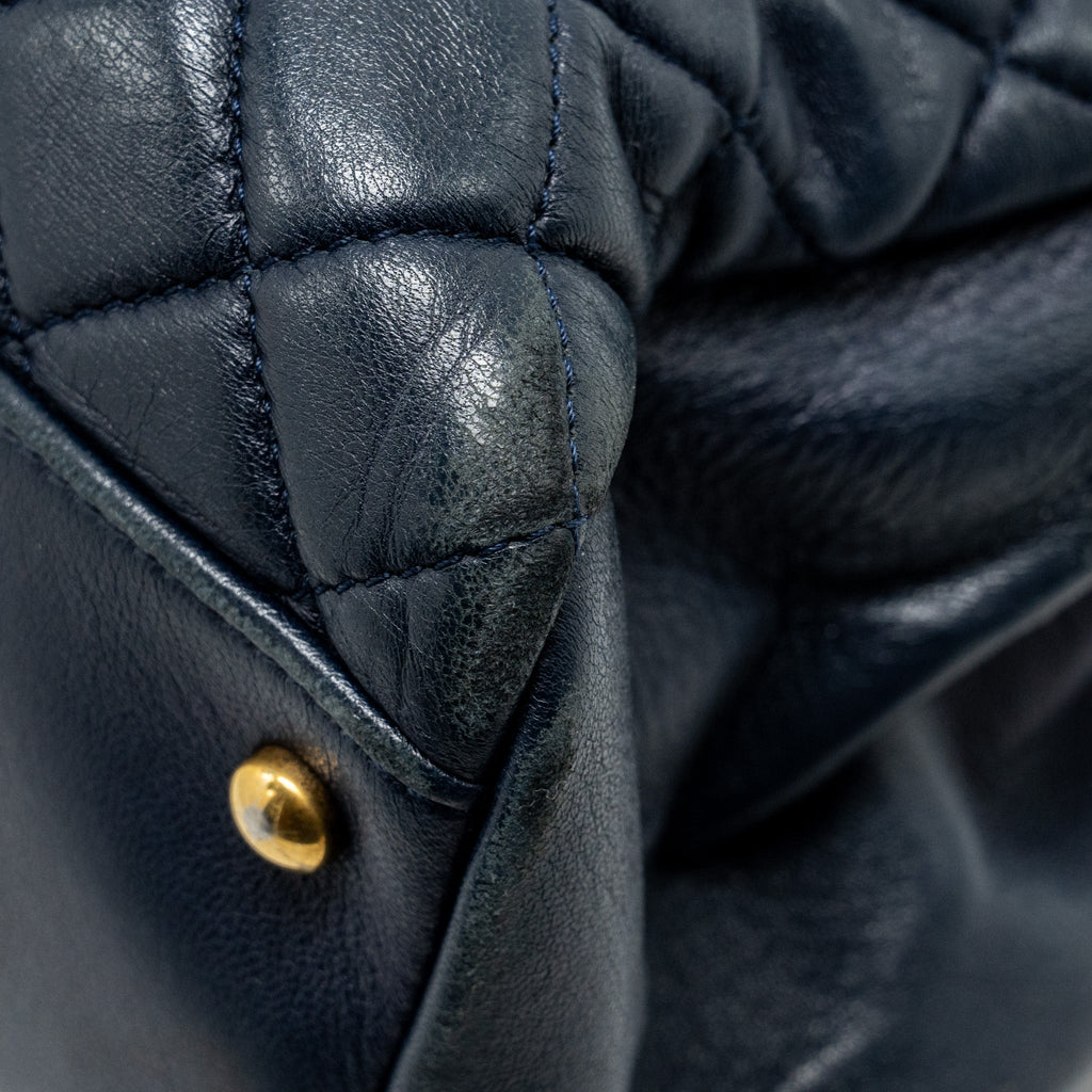 Chanel Just Mademoiselle Bowling Bag Lambskin Dark Blue