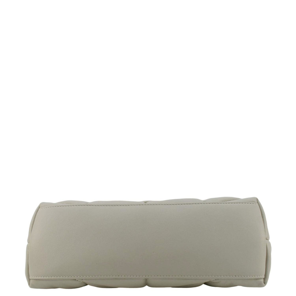YVES SAINT LAURENT Loulou Puffer Quilted Leather Shoulder Bag Light Grey