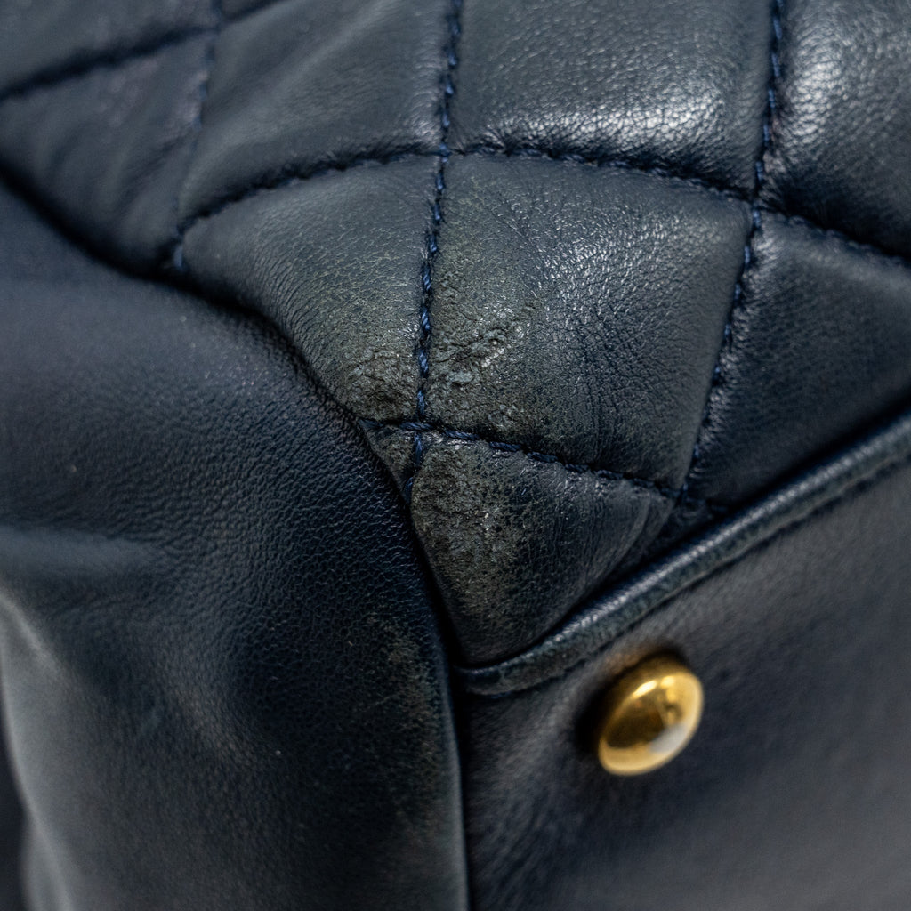 Chanel Just Mademoiselle Bowling Bag Lambskin Dark Blue