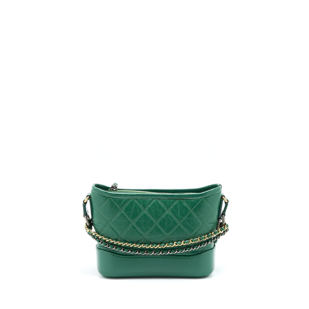 Chanel Small Gabrielle Hobo Bag Green Multicolour Hardware