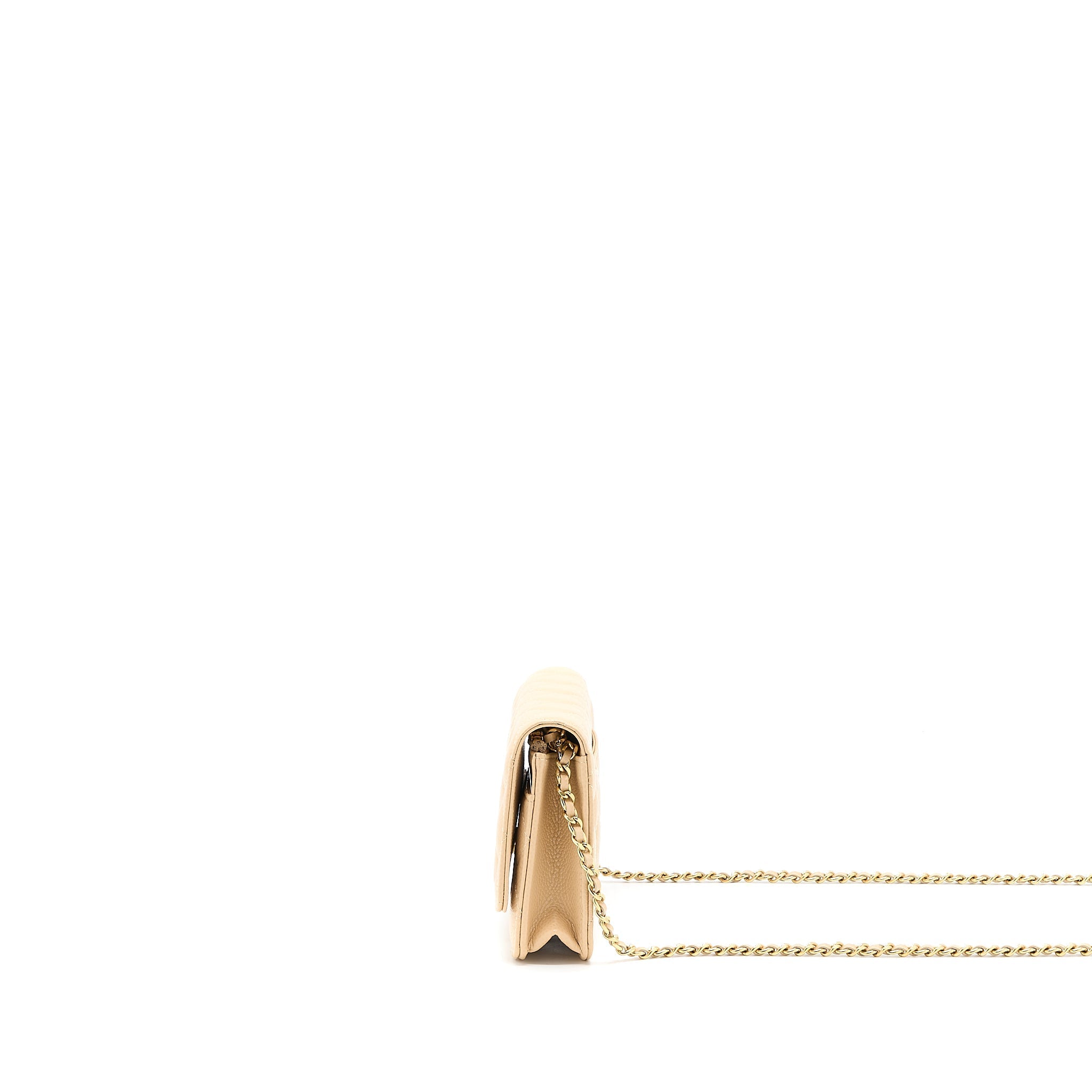 Chanel Classic Wallet On Chain Caviar Beige  (Microchip)