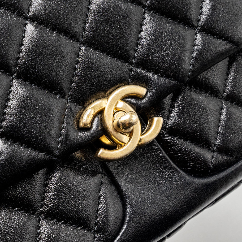 Chanel Quilted Flap Bag Lambskin Black  (Microchip)