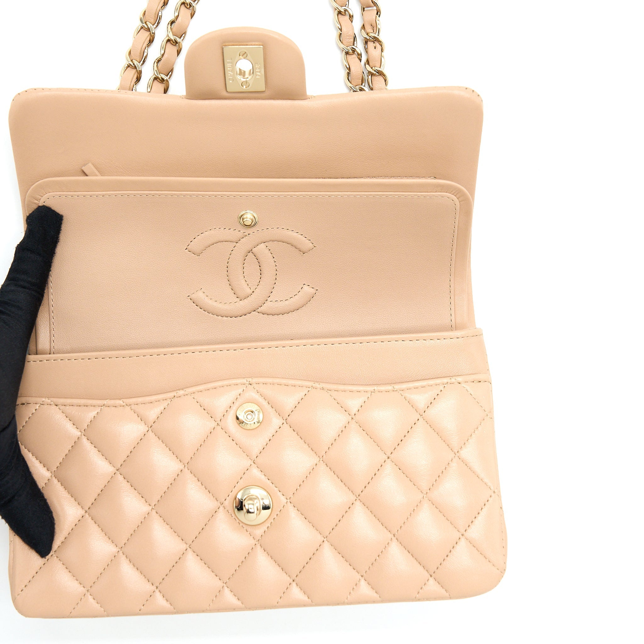 Chanel 22B Small Classic Flap Bag Lambskin Beige L