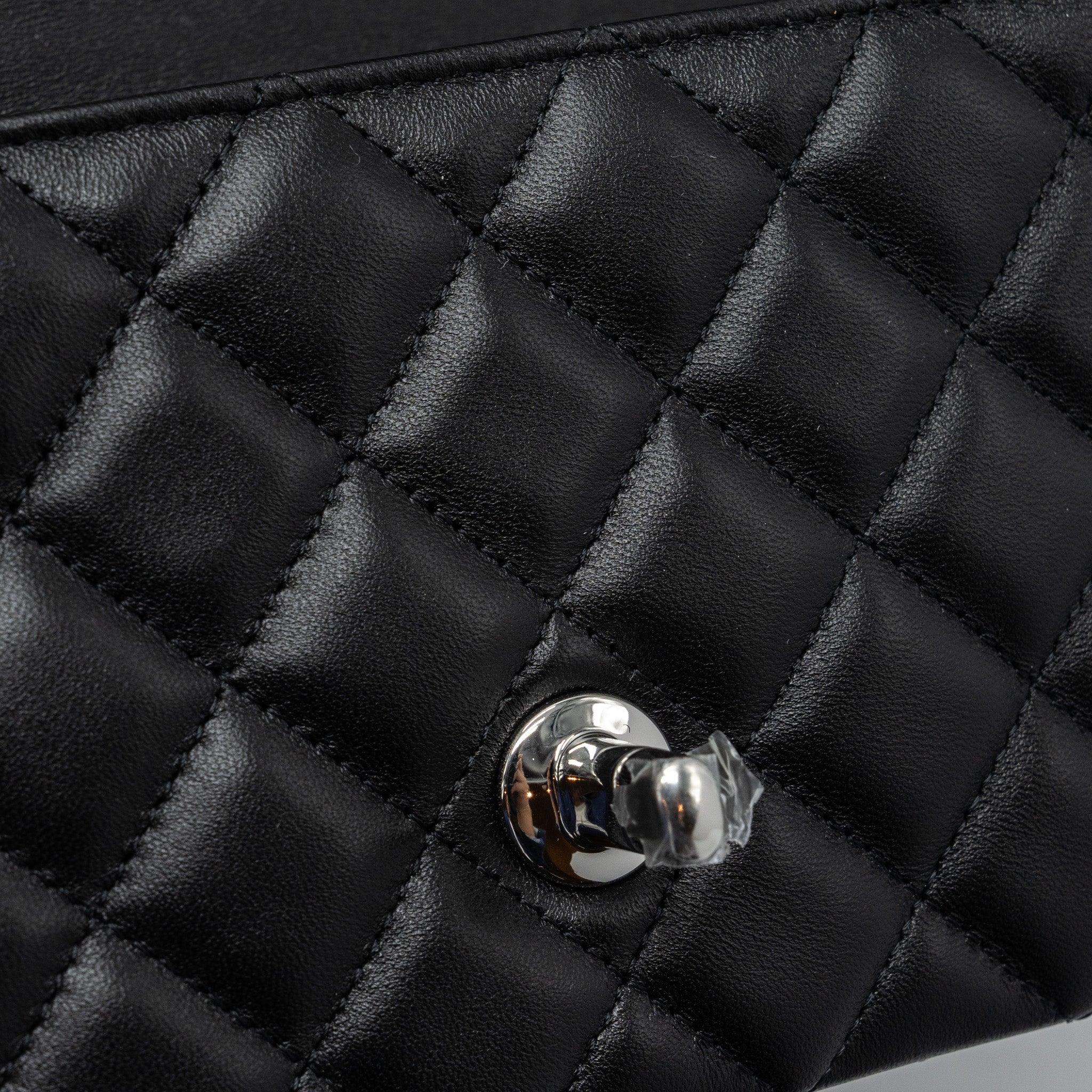 Chanel mini rectangular flap bag lambskin black   (microchip)