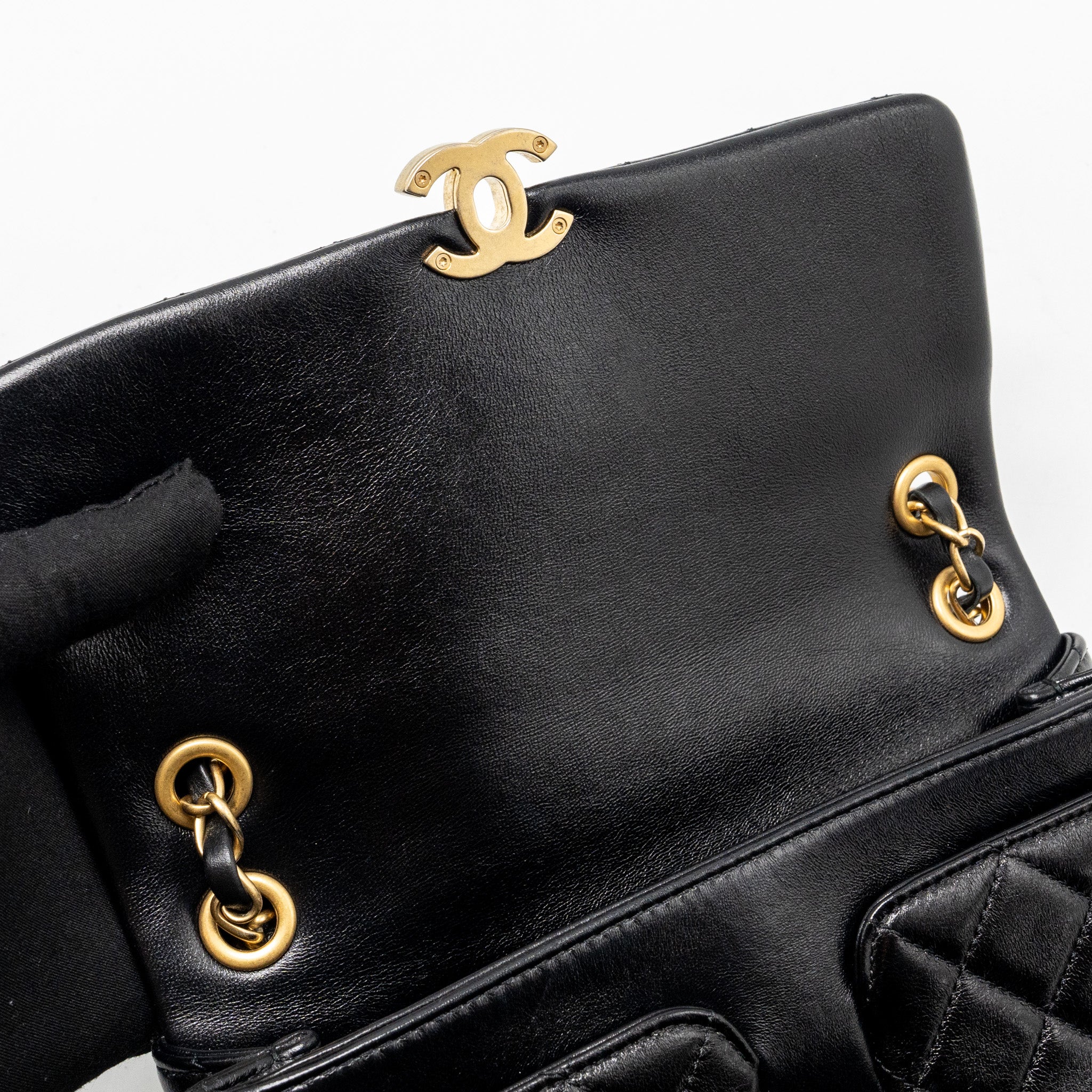 Chanel Quilted Flap Bag Lambskin Black  (Microchip)