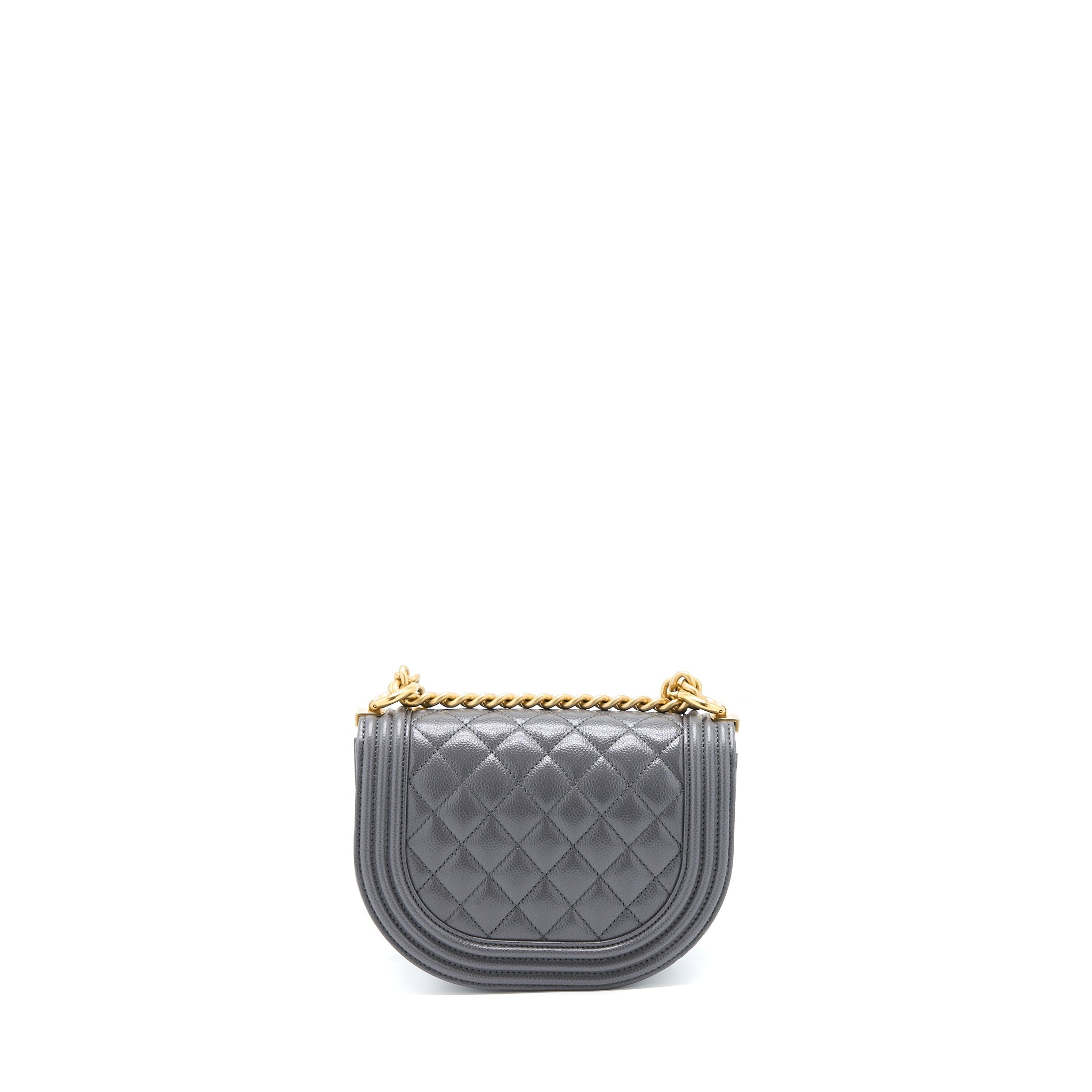 Chanel 22A Boy Messenger Bag Caviar Grey  (Microchip)