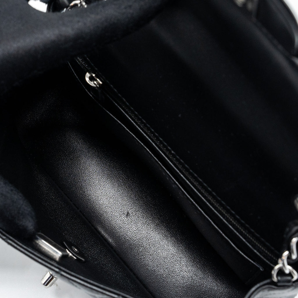 Chanel mini rectangular flap bag lambskin black   (microchip)
