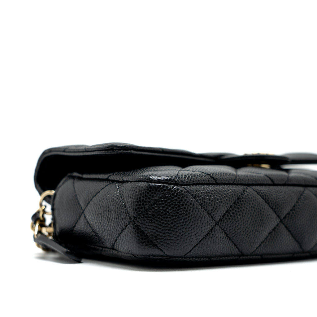 Chanel Double Pocket Wallet on Chain Caviar Black L (Microchip)