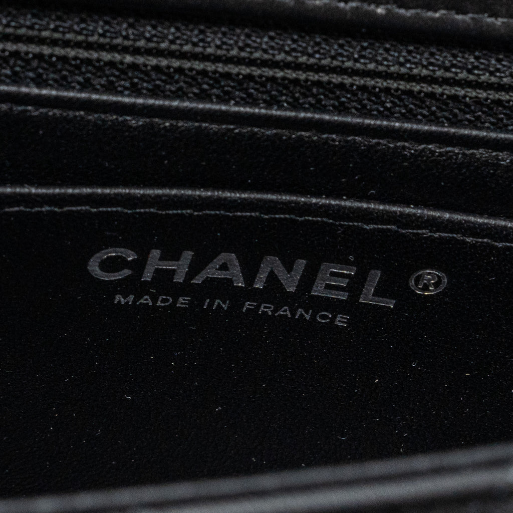 Chanel mini rectangular flap bag lambskin black   (microchip)