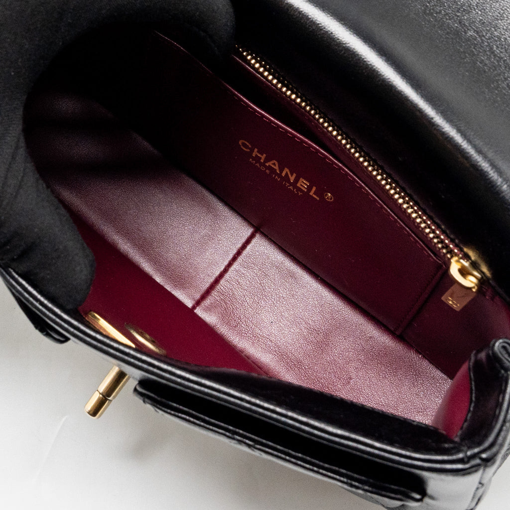 Chanel Quilted Flap Bag Lambskin Black  (Microchip)