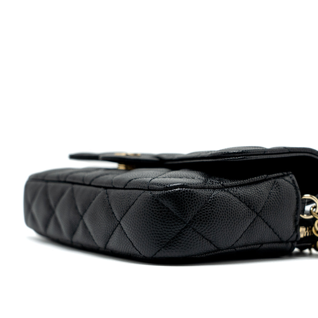 Chanel Double Pocket Wallet on Chain Caviar Black L (Microchip)