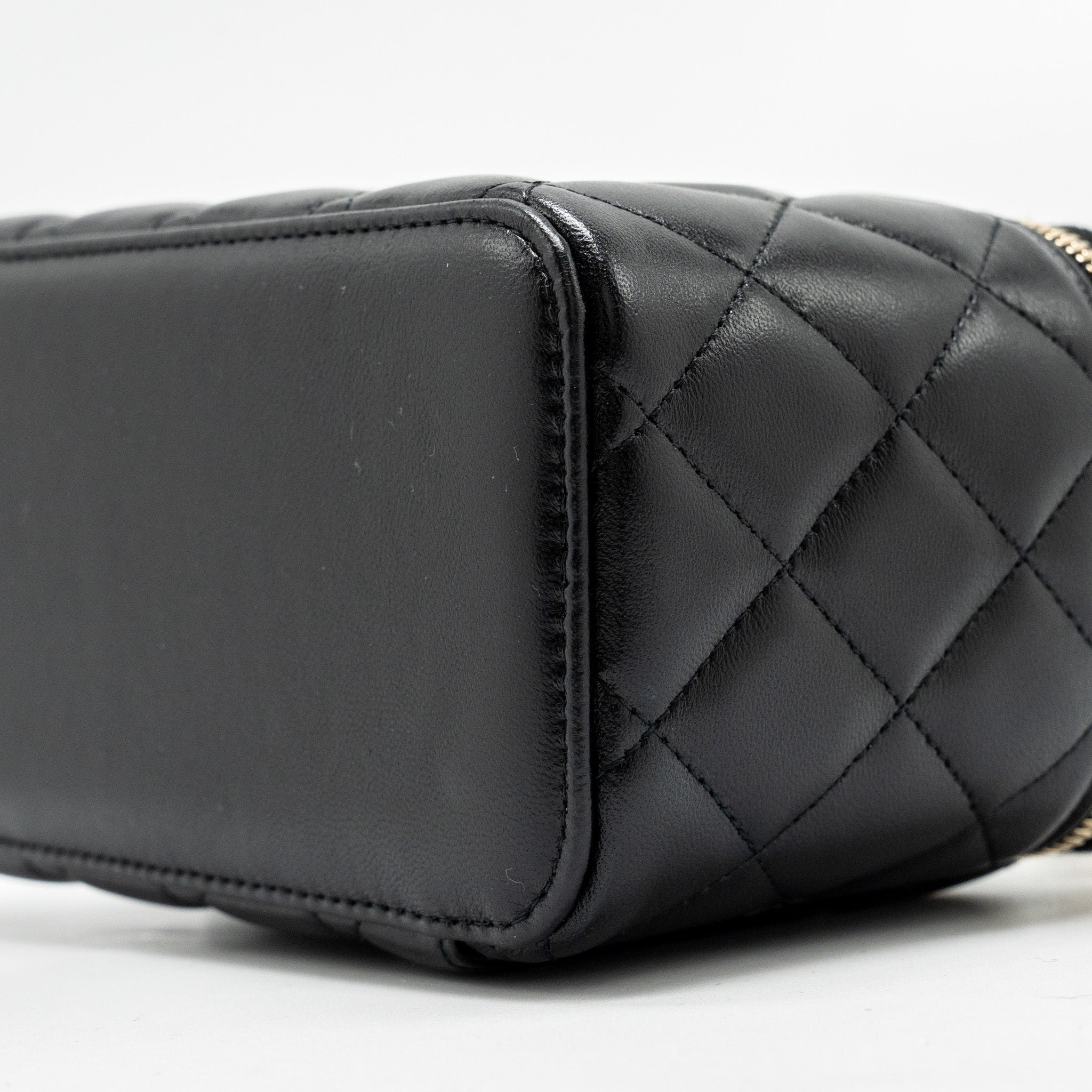 Chanel Top Handle Long Vanity Case Lambskin Black
