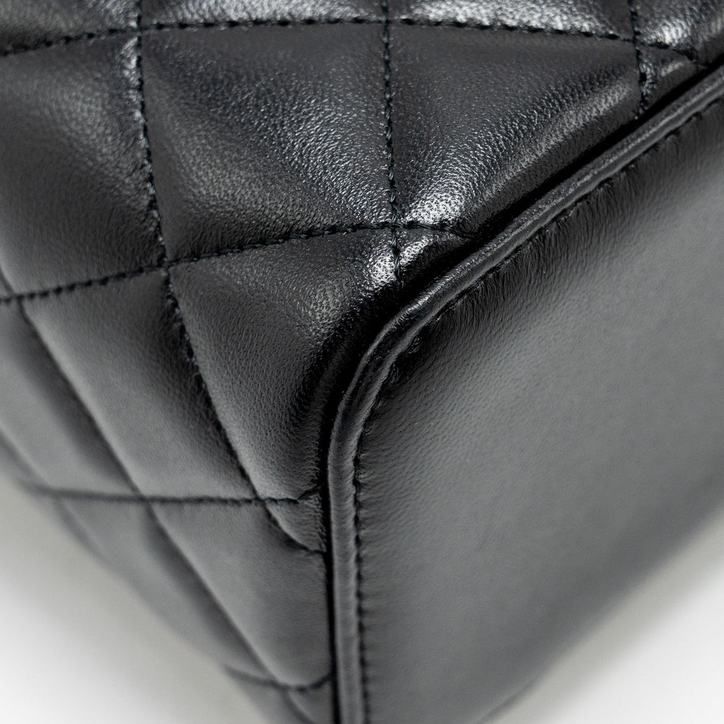 Chanel Top Handle Long Vanity Case Lambskin Black