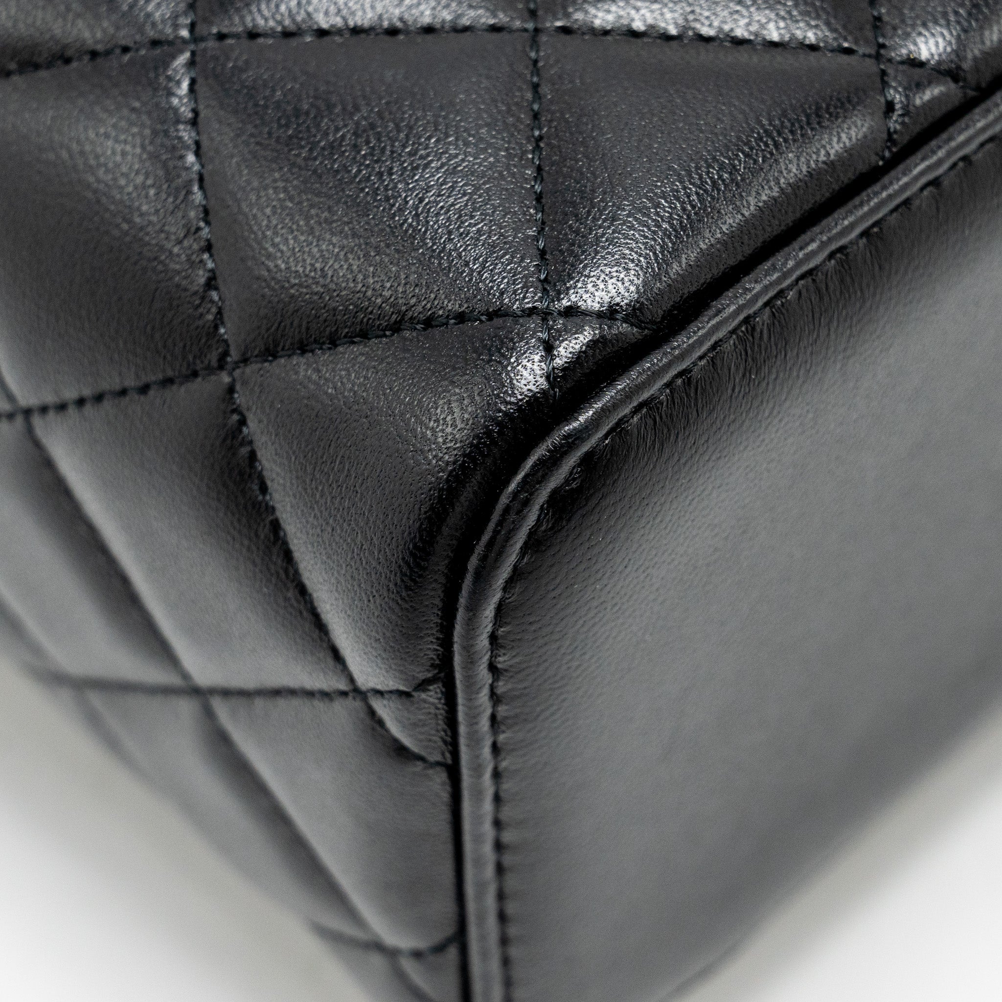 Chanel Top Handle Long Vanity Case Lambskin Black