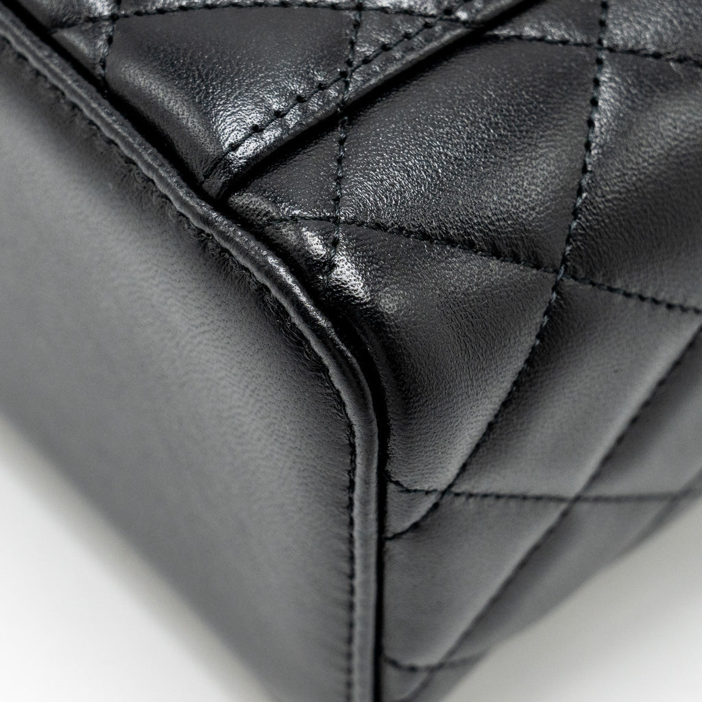 Chanel Top Handle Long Vanity Case Lambskin Black