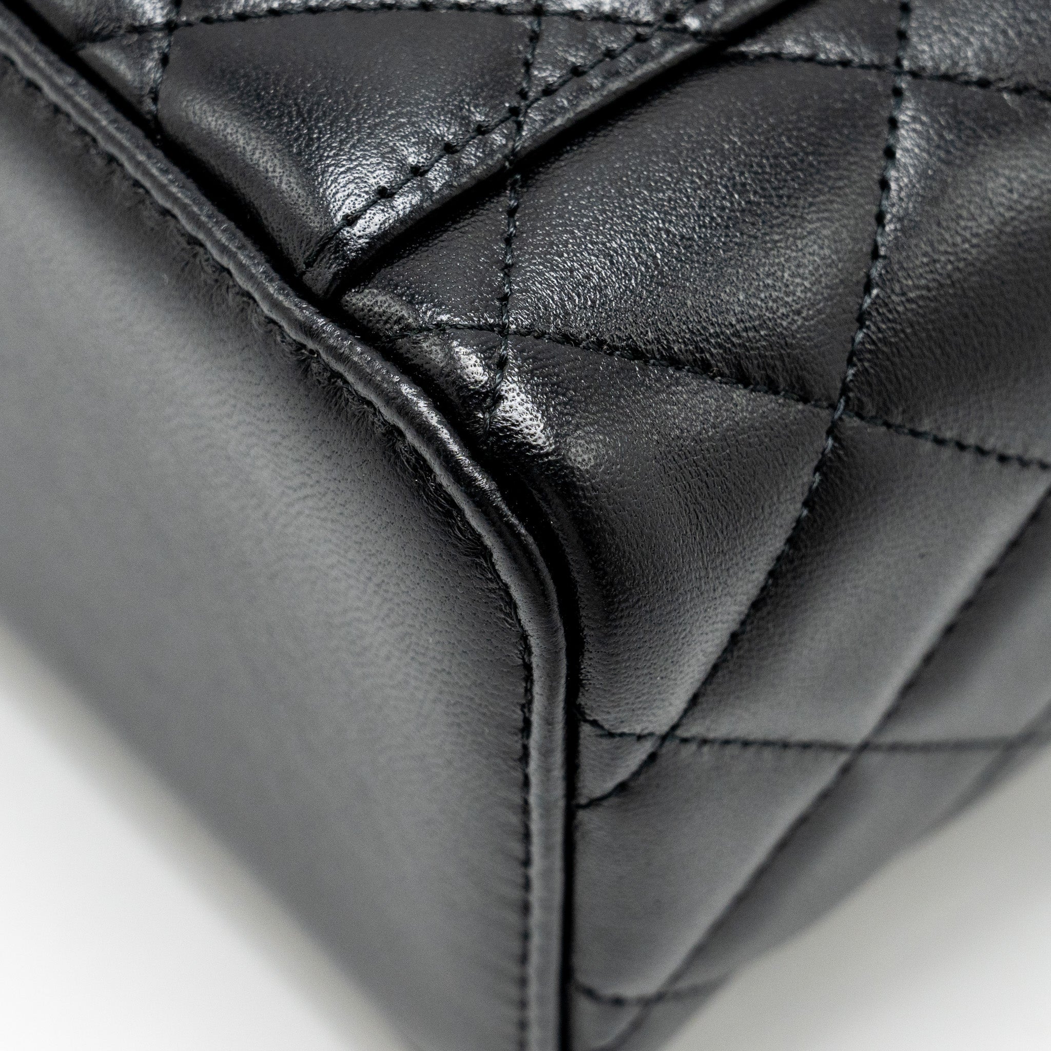 Chanel Top Handle Long Vanity Case Lambskin Black