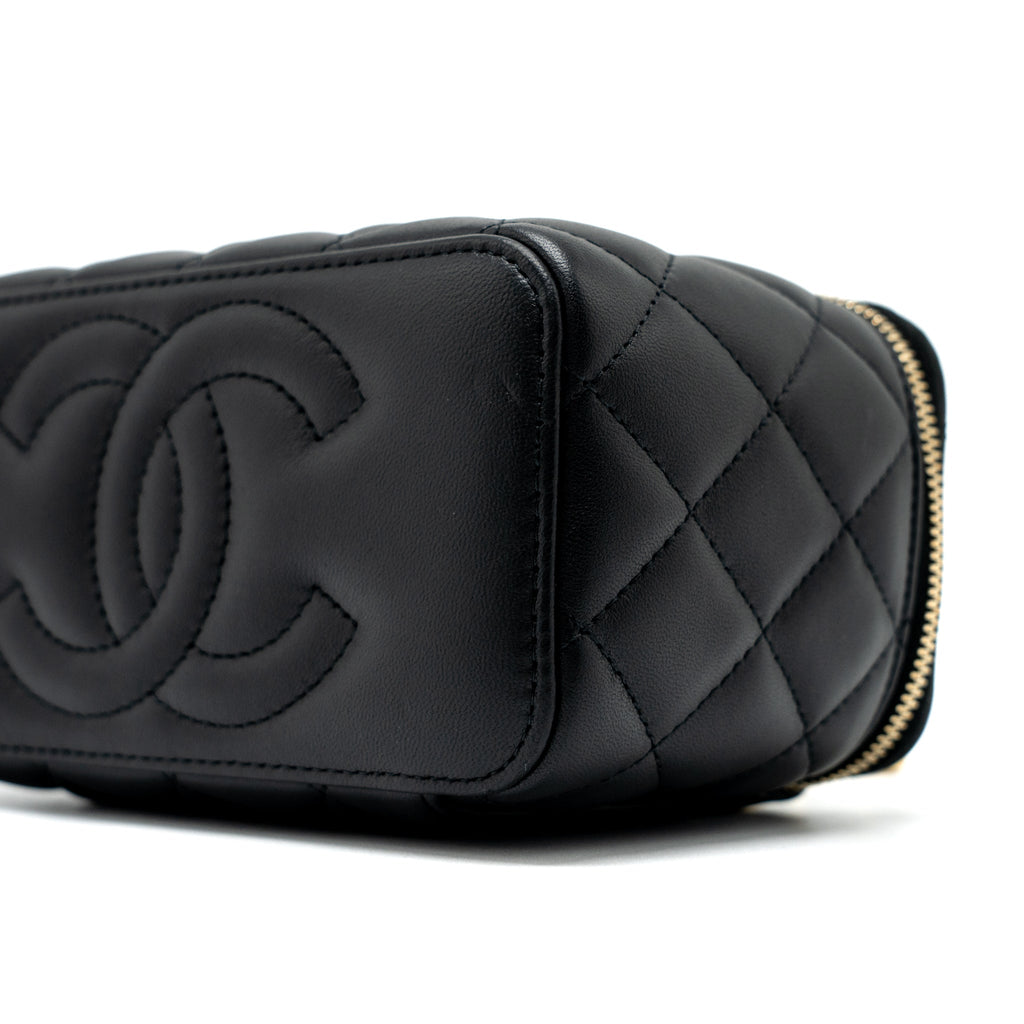 Chanel Pearl Crush Long Vanity with Chain Lambskin Black  (Microchip)