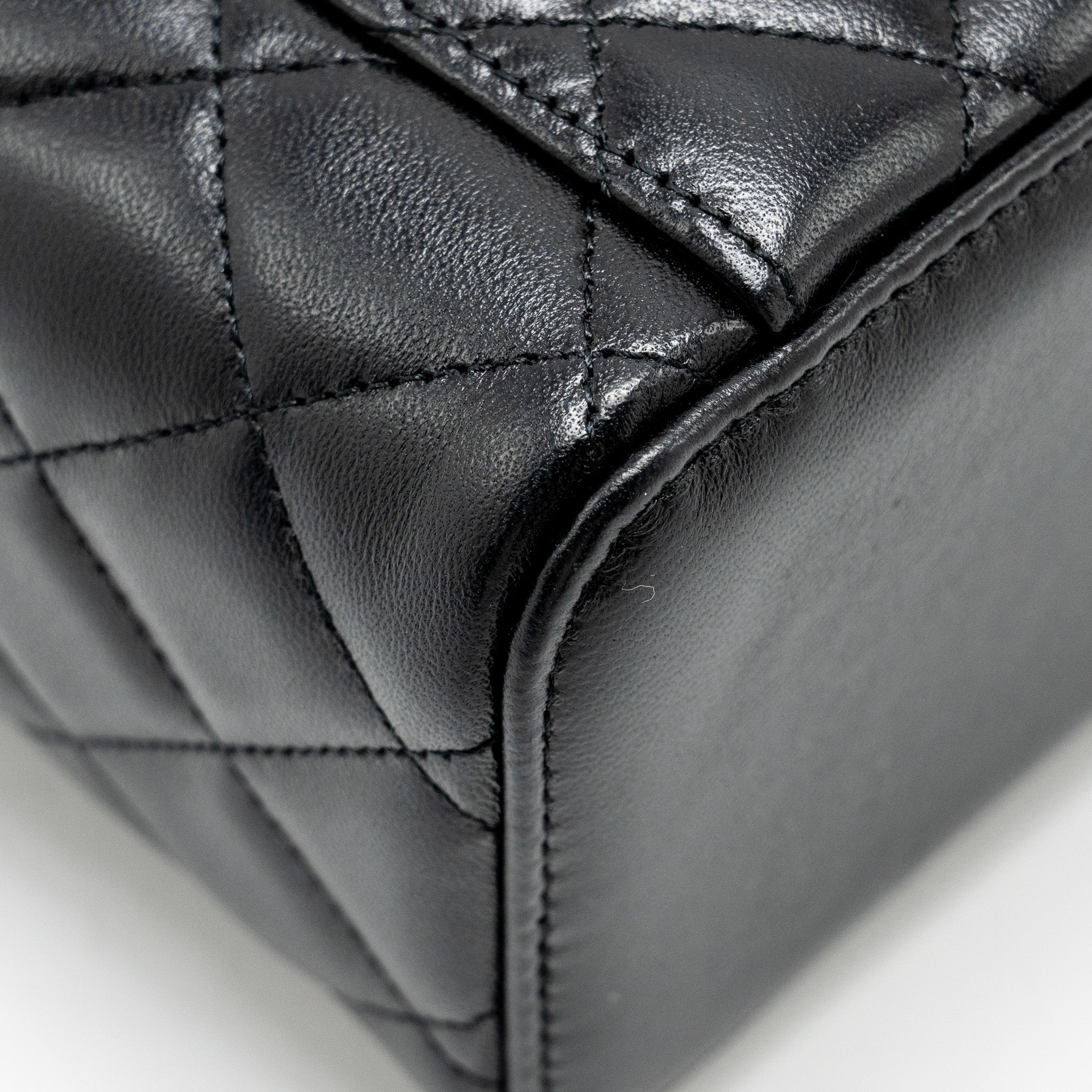 Chanel Top Handle Long Vanity Case Lambskin Black
