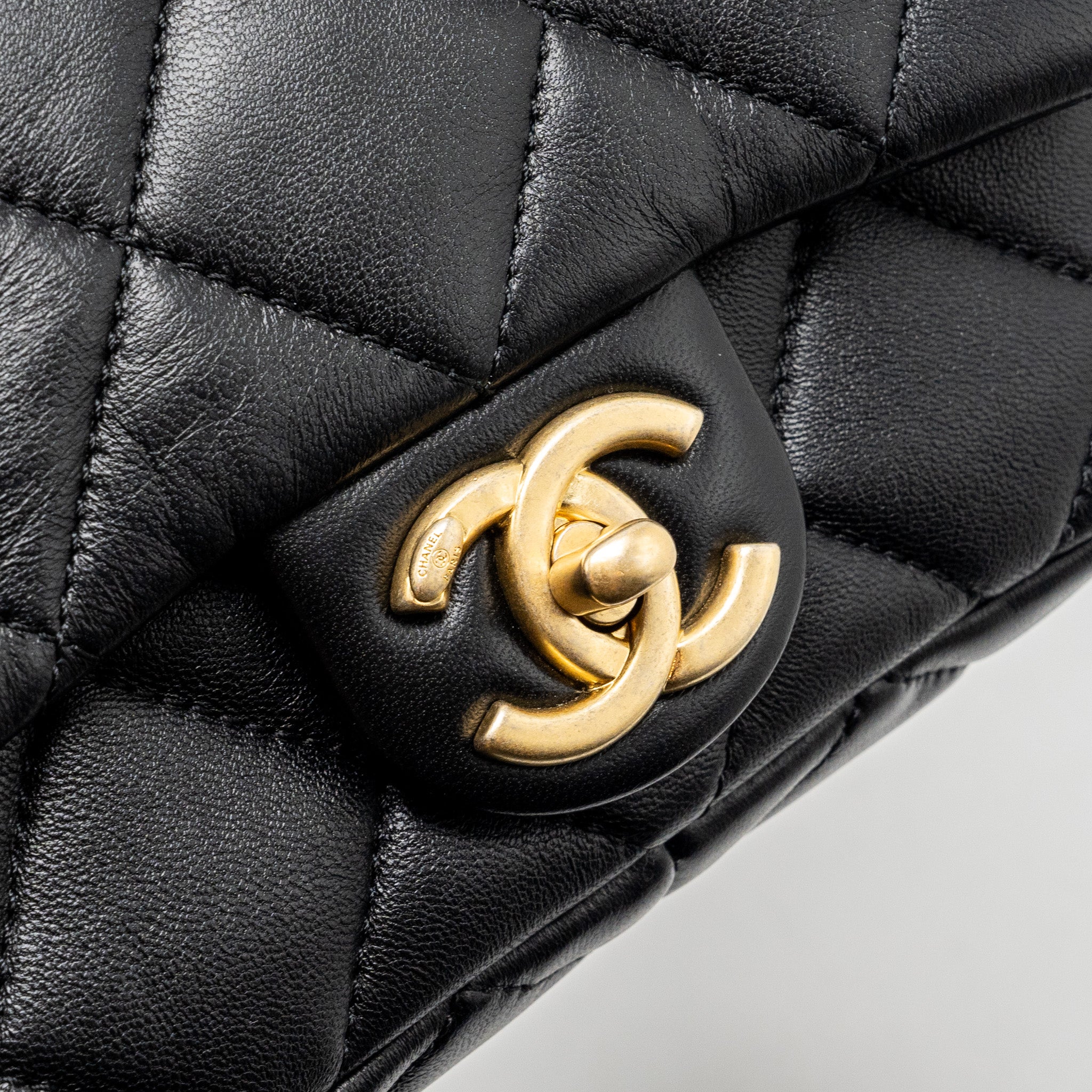 Chanel mini Square Flap Bag with Giant Chain Lambskin  (Microchip)