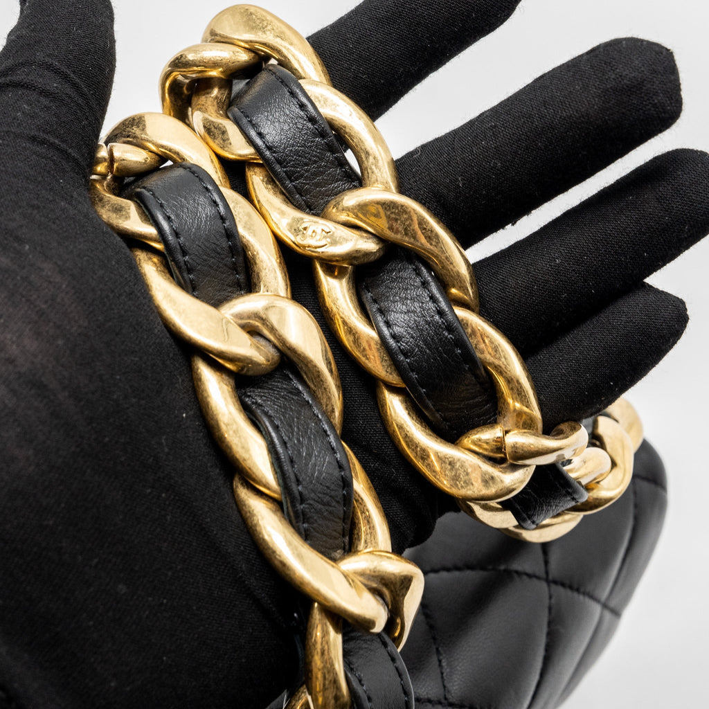 Chanel mini Square Flap Bag with Giant Chain Lambskin  (Microchip)