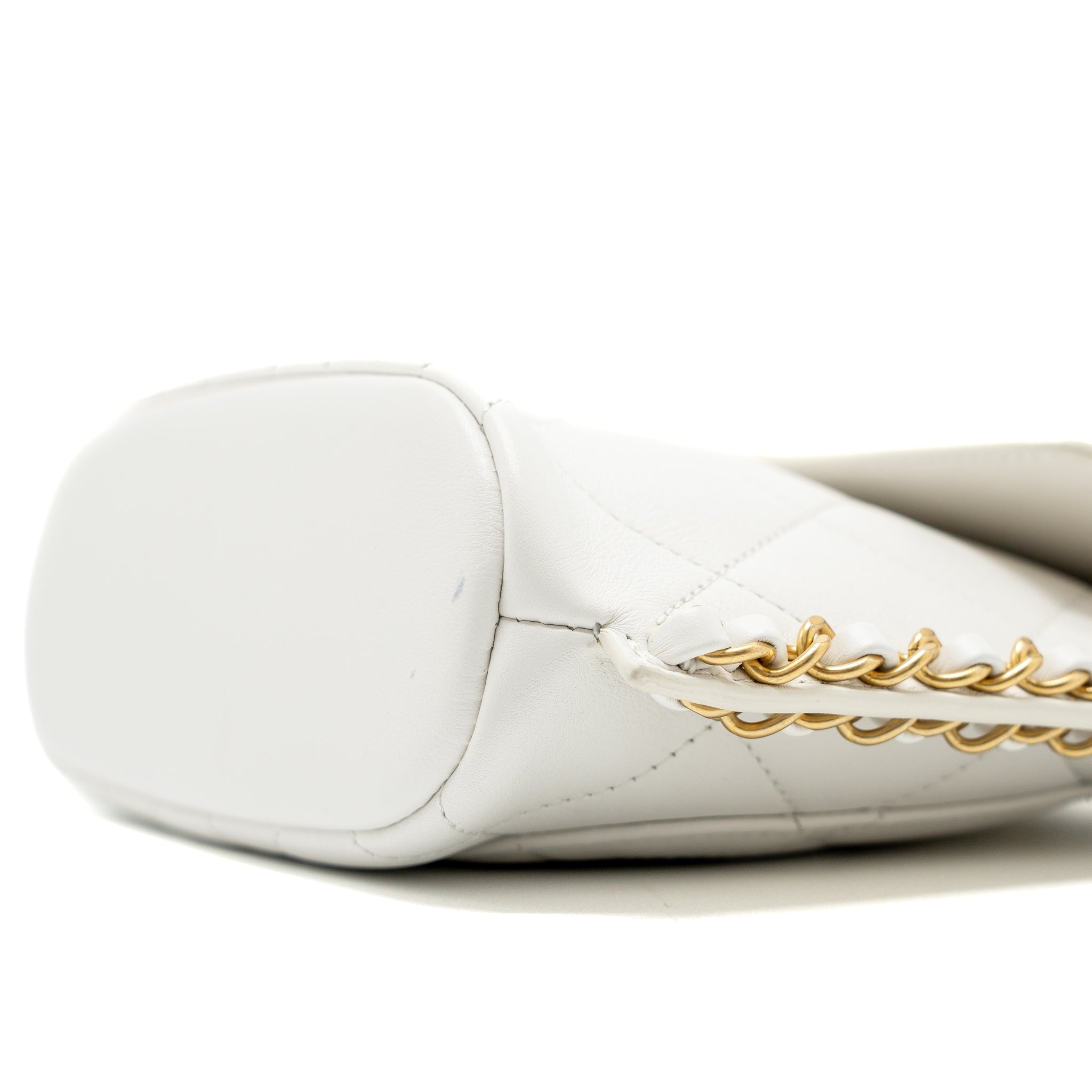 Chanel Crossbody Square Flap Bag Lambskin White Brushed