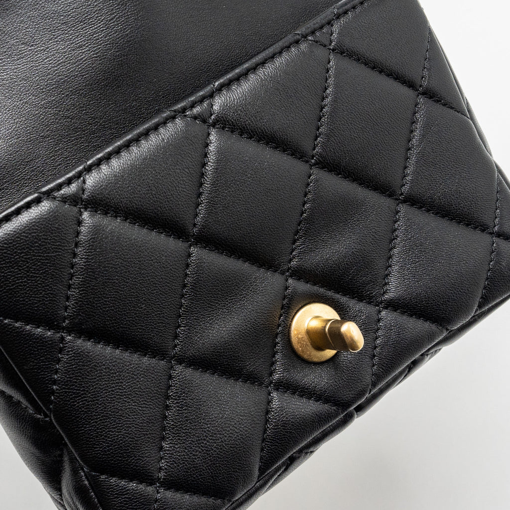 Chanel mini Square Flap Bag with Giant Chain Lambskin  (Microchip)