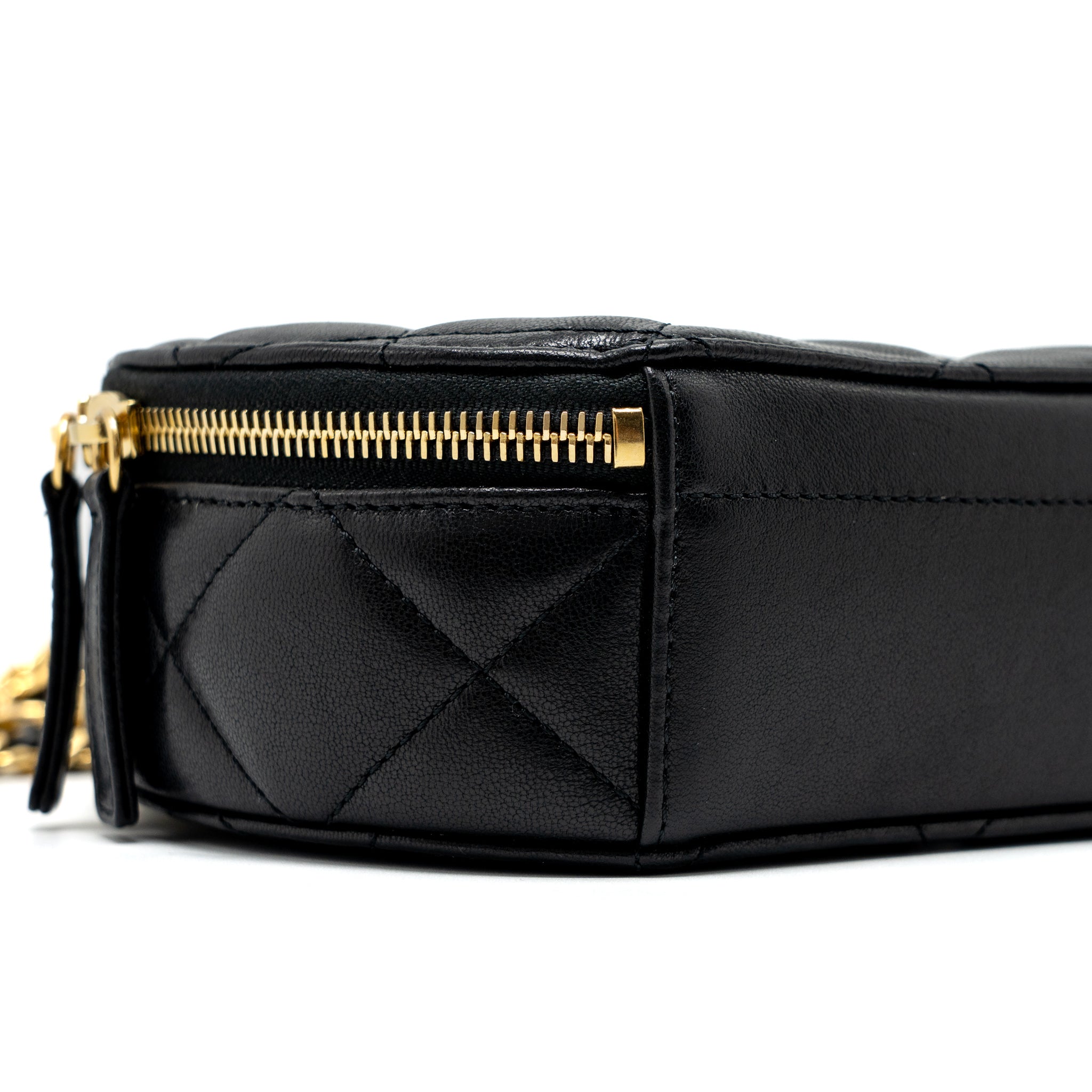 Chanel Round Vanity with Round Handle Crossbody Bag Lambskin Black  (Microchip)