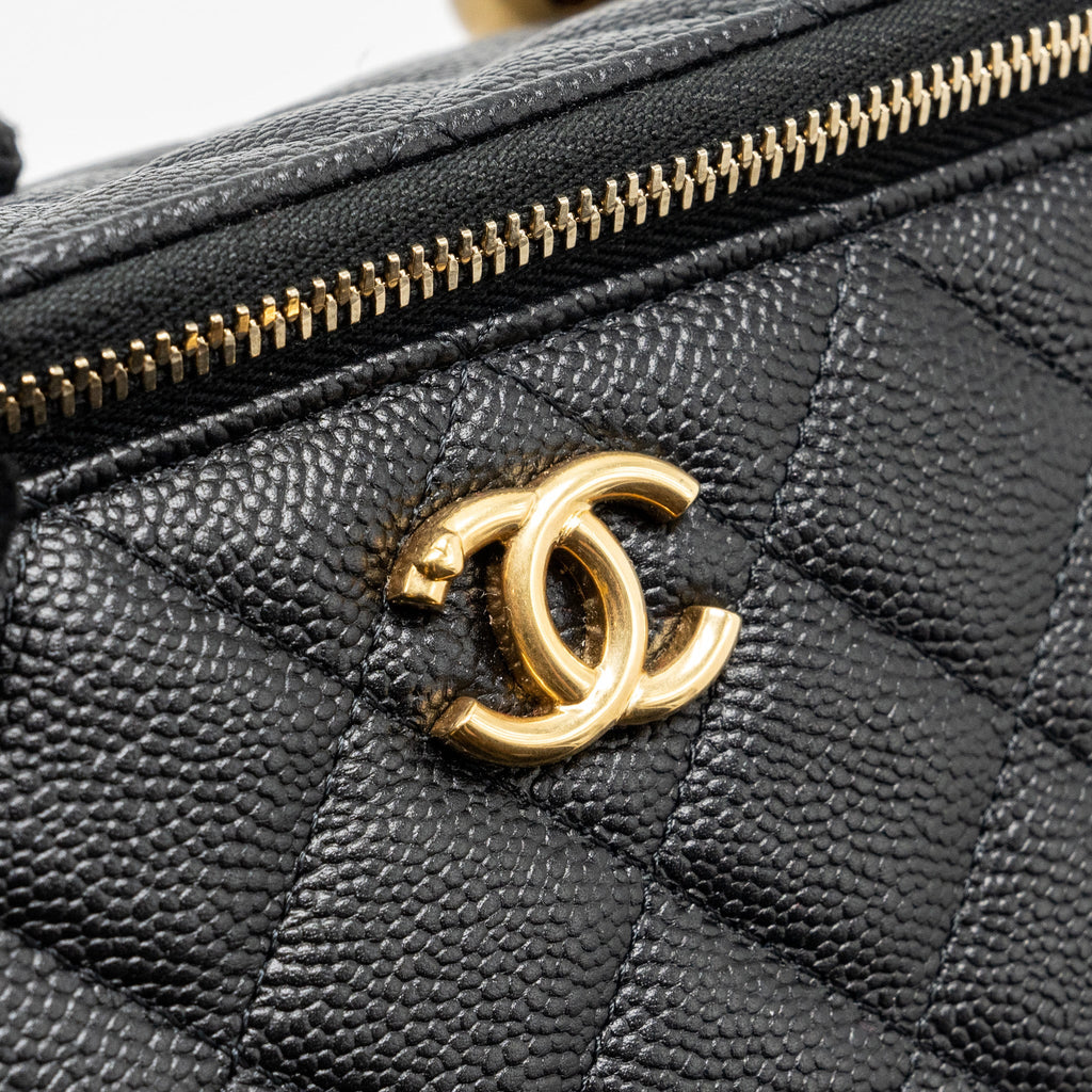 Chanel Coco Love Long Vanity with Adjustable Chain Caviar Black  (microchip)