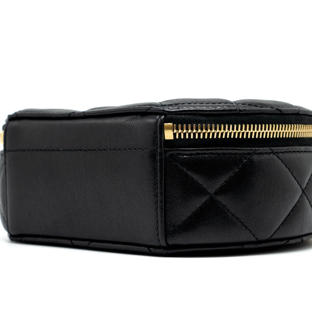 Chanel Round Vanity with Round Handle Crossbody Bag Lambskin Black  (Microchip)