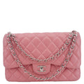 CHANEL Classic Double Flap Jumbo Quilted Leather Crossbody Bag Pink
