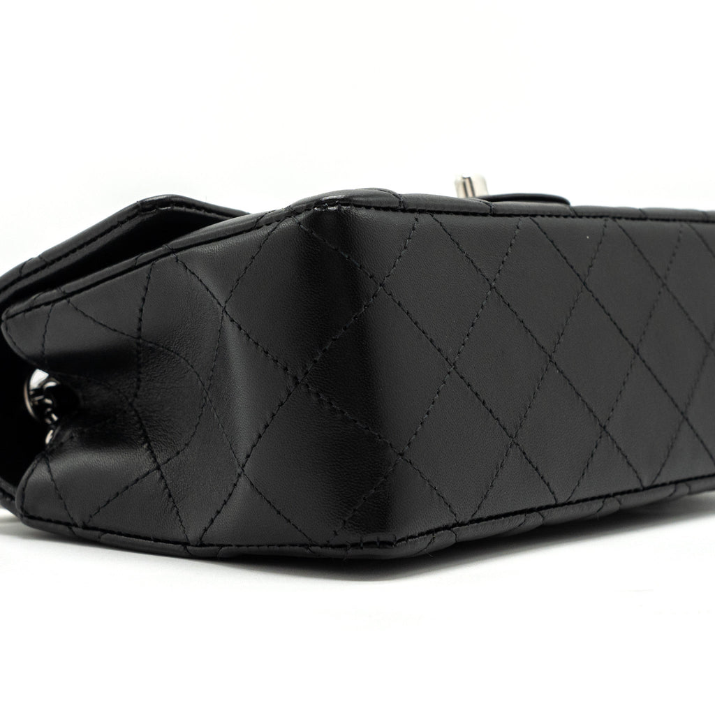 Chanel mini rectangular flap bag lambskin black with  (microchip)