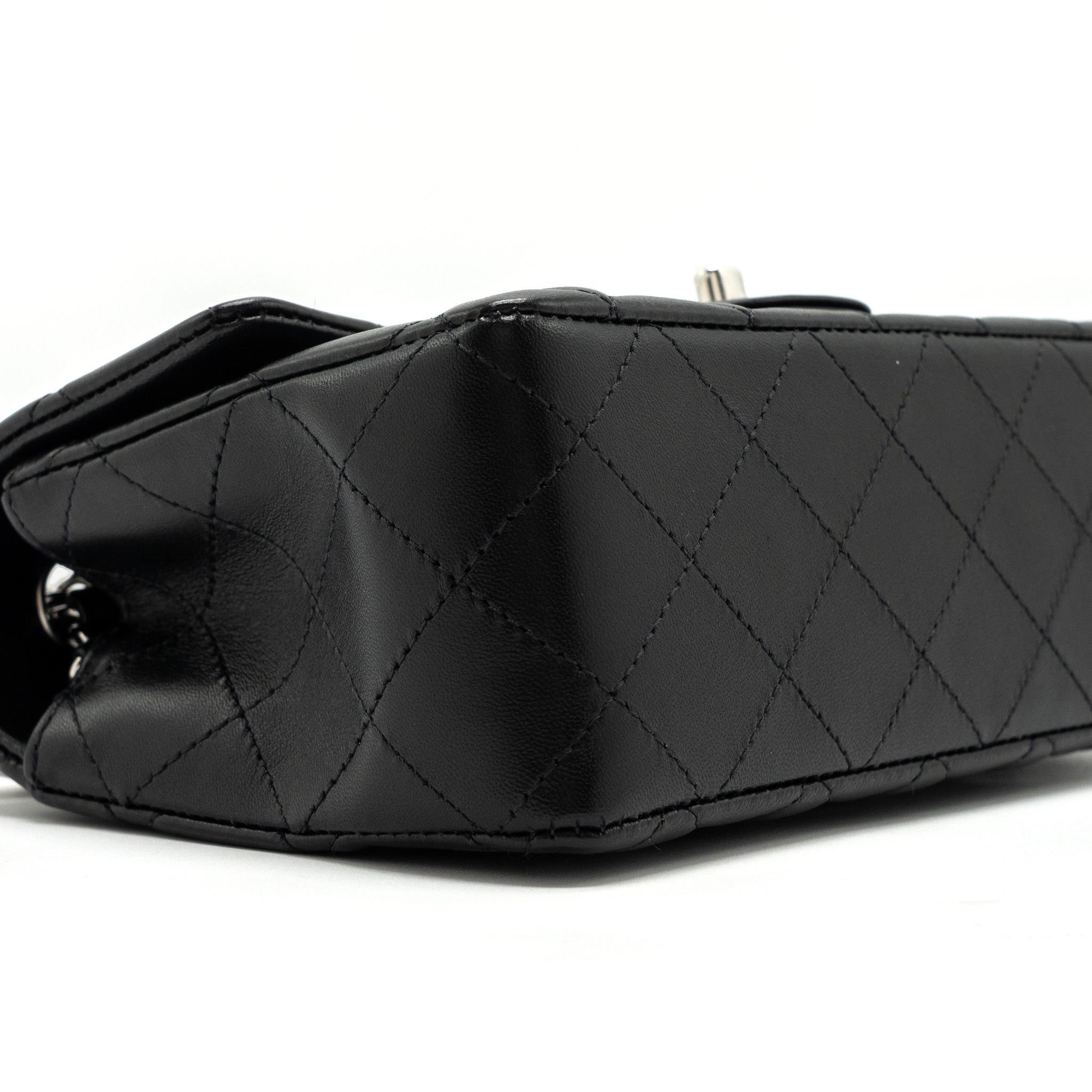 Chanel mini rectangular flap bag lambskin black with  (microchip)