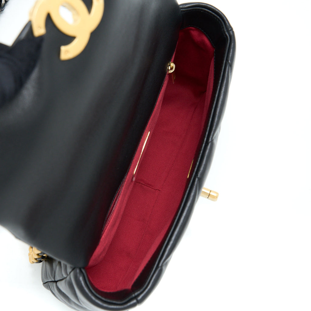 Chanel Small 19 Bag Lambskin Black Multicolour Hardware