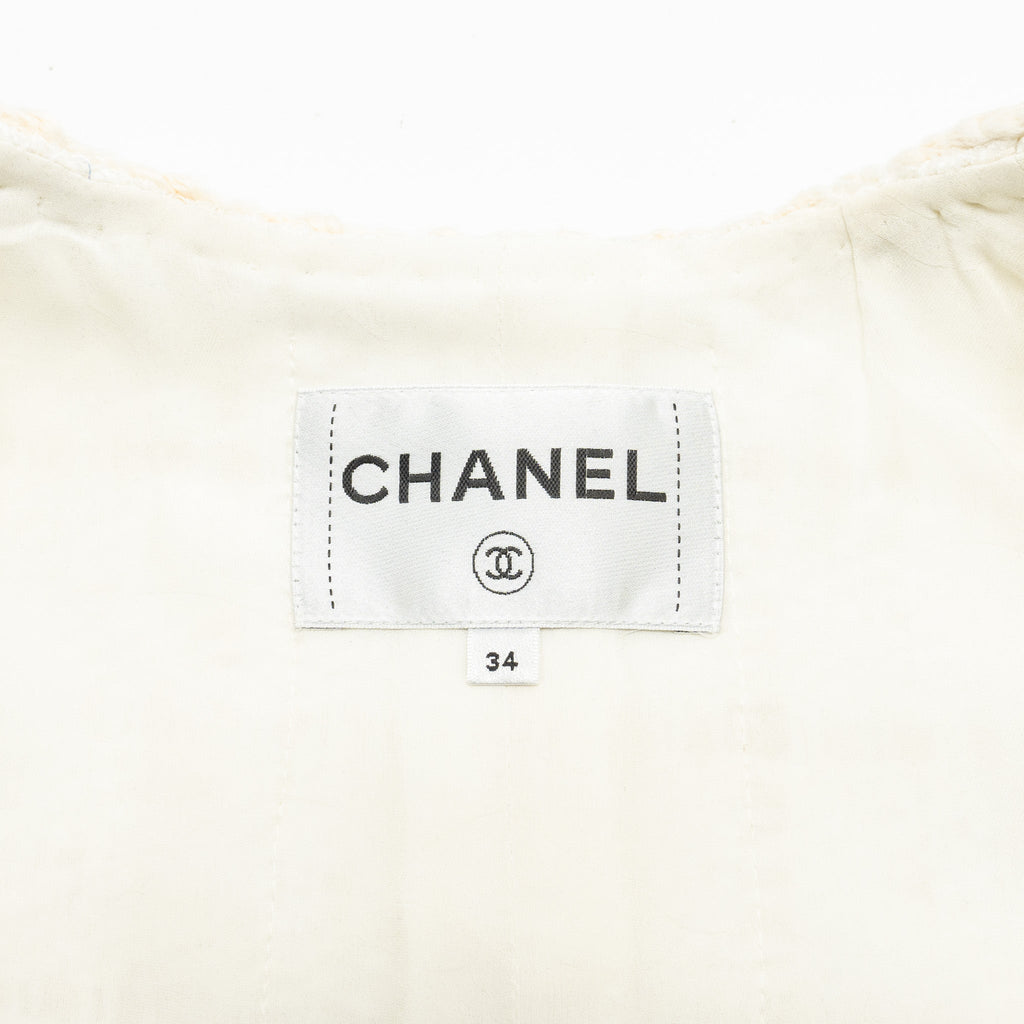 Chanel Size 34 Tweed Jacket White/Gold