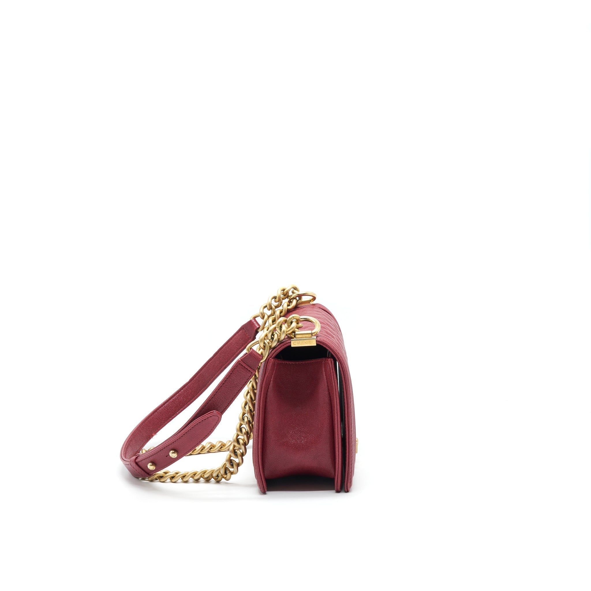 Chanel medium Boy Bag Caviar Raspberry Red brushed