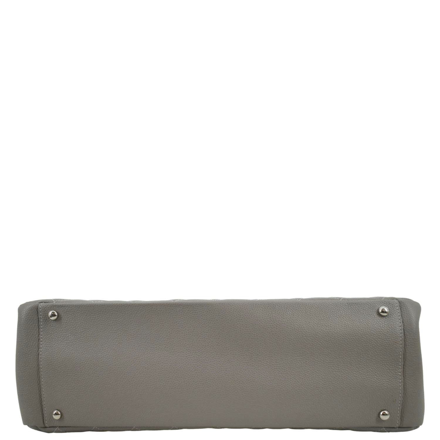 CHANEL XL Quilted Caviar Leather Shopping Tote Bag Gray