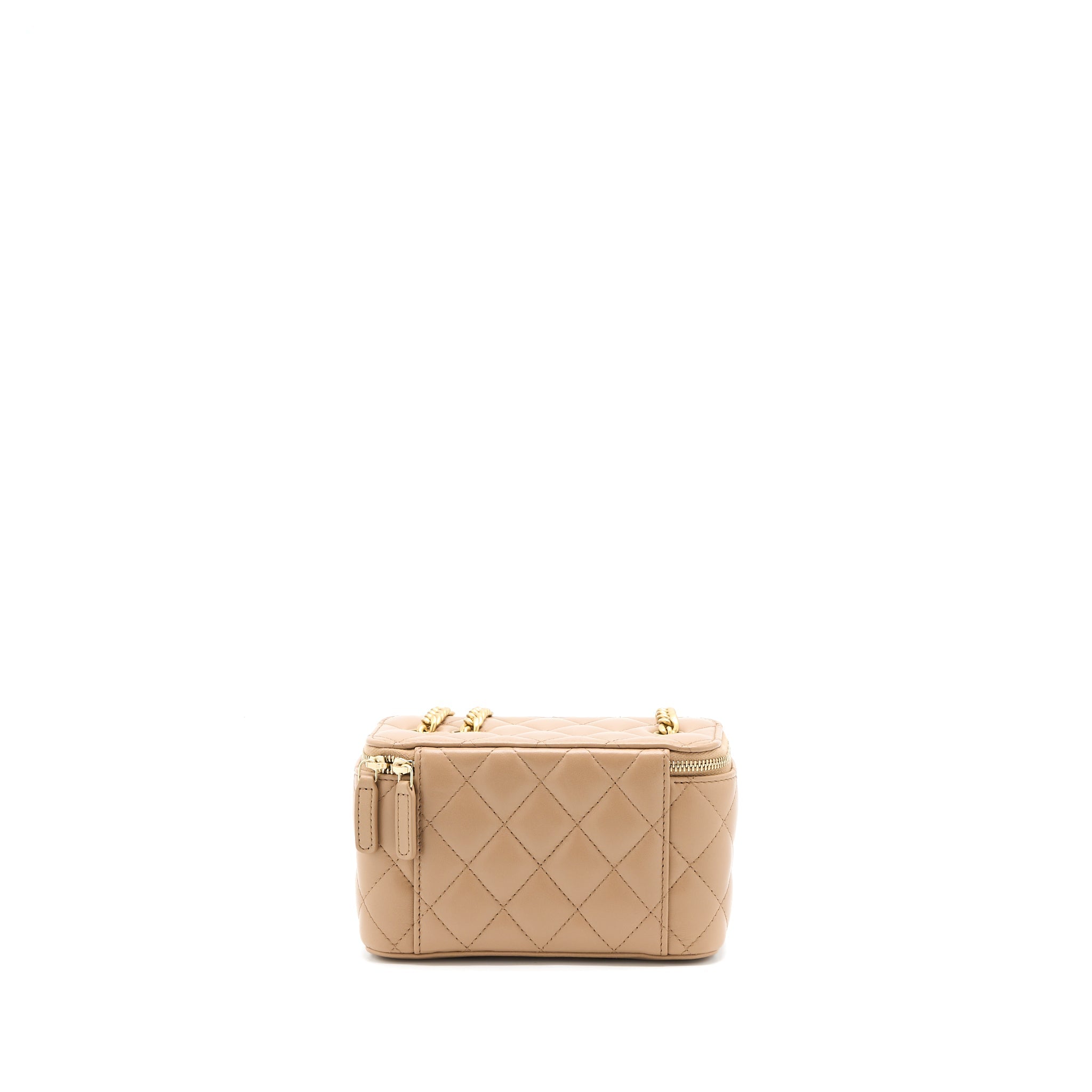 Chanel 22K Gold Pillar Adjustable Chain Long Vanity Lambskin Beige Brushed  (Microchip)