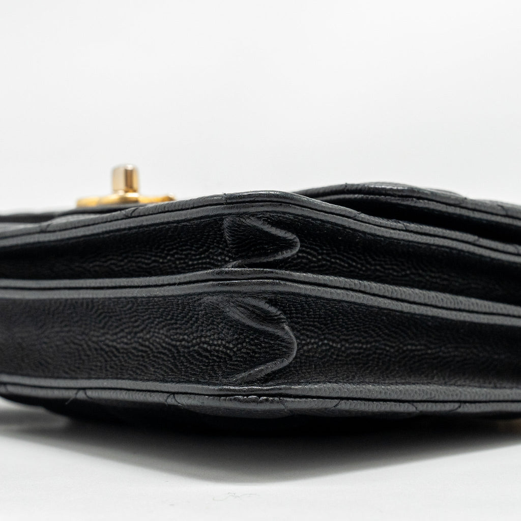 Chanel Circular Handle Quilted Flap Bag Caviar Black