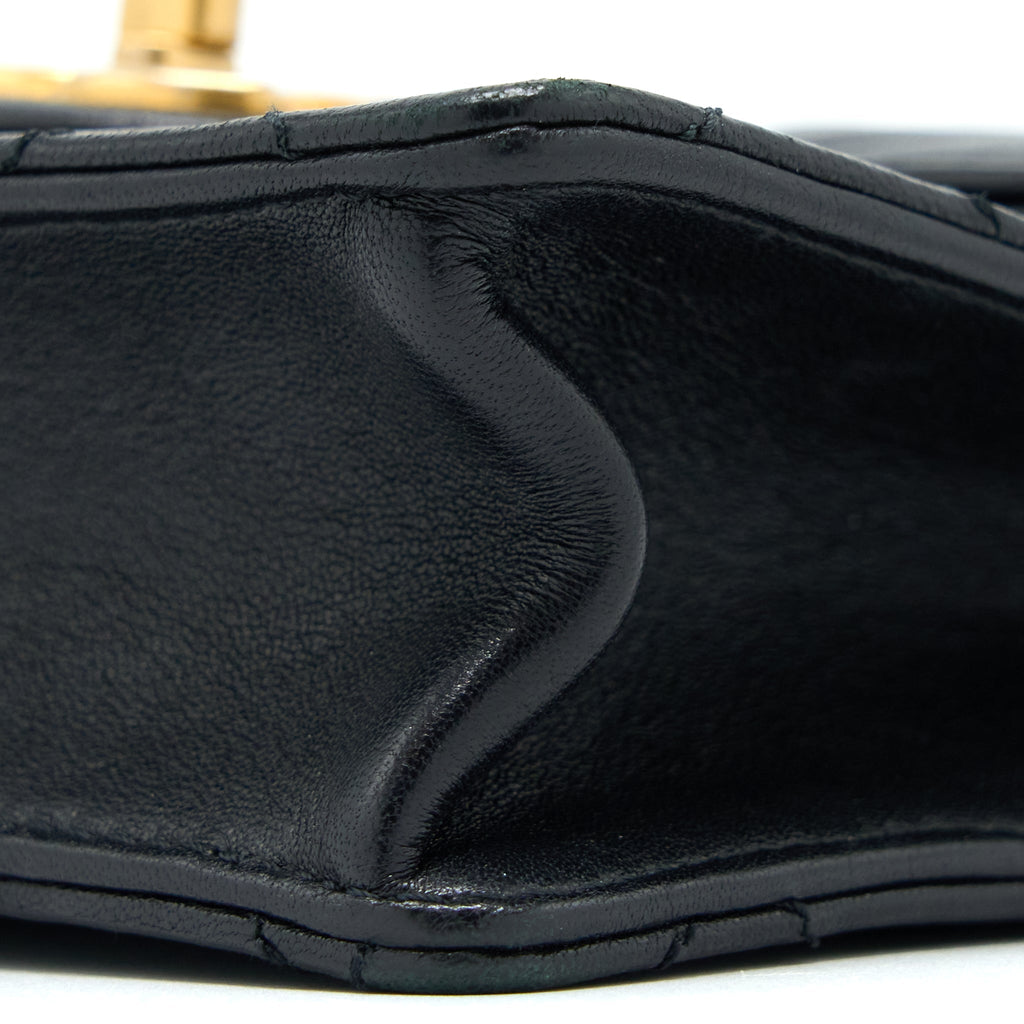 Chanel Vertical Pearl Flap Bag Goatskin Black