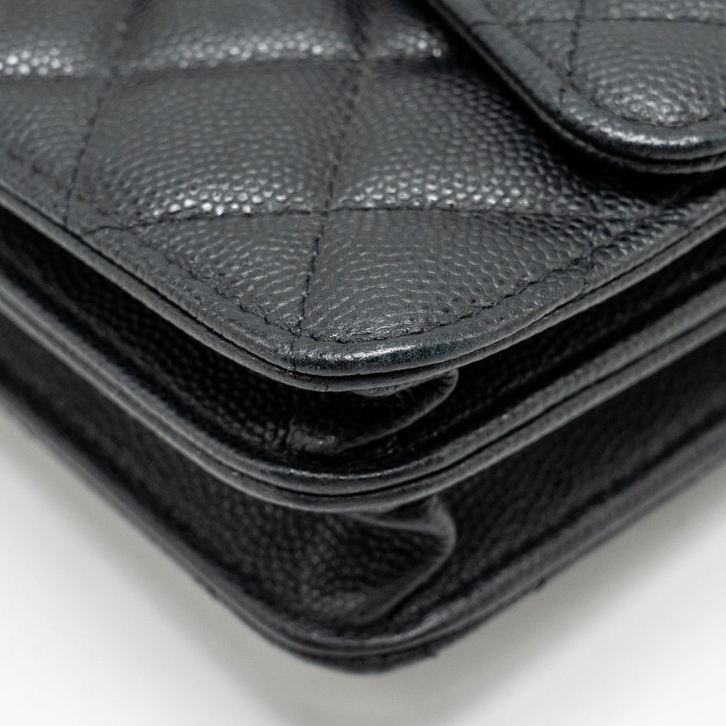 Chanel Circular Handle Quilted Flap Bag Caviar Black