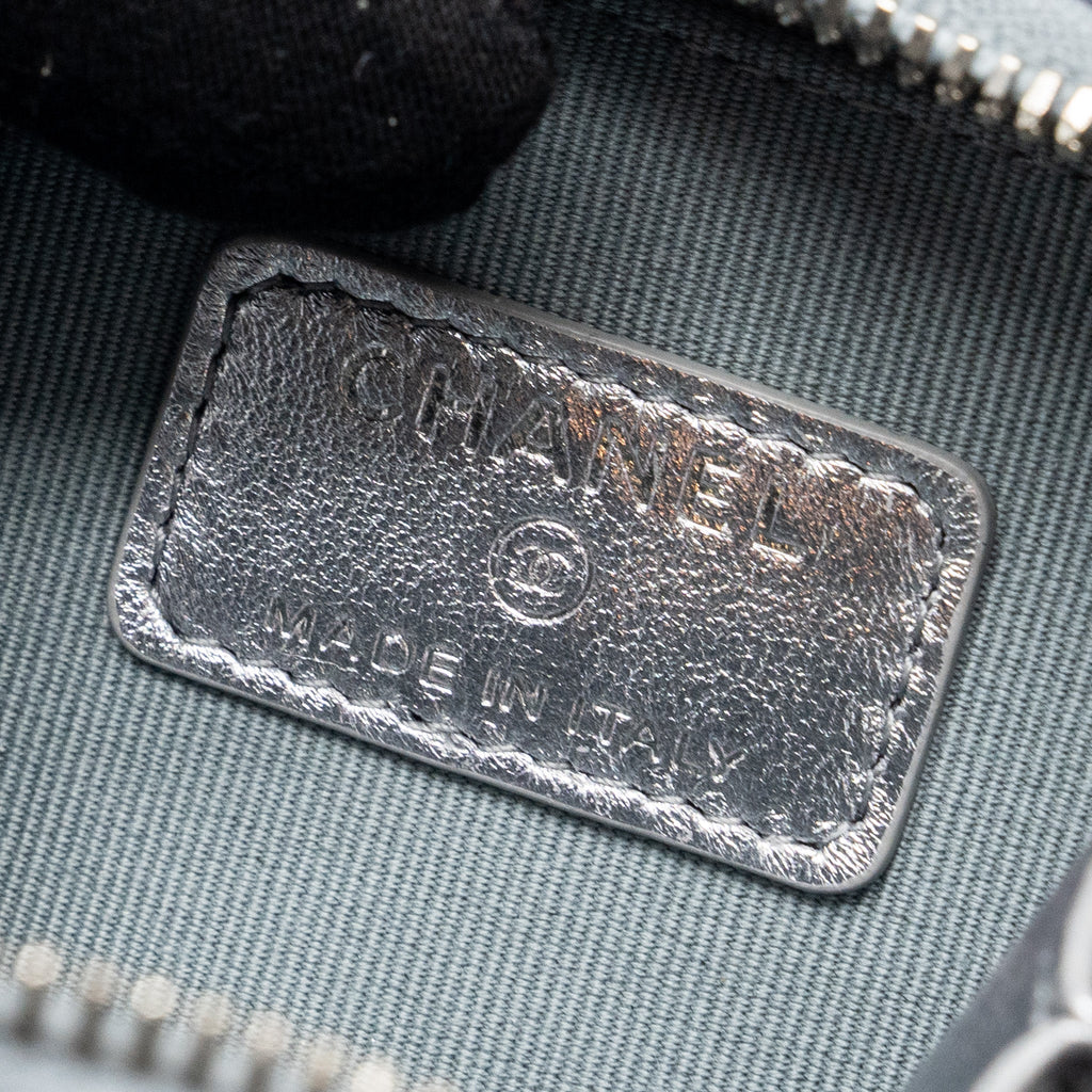 Chanel Mini Vanity with Giant Chain lambskin metallic grey