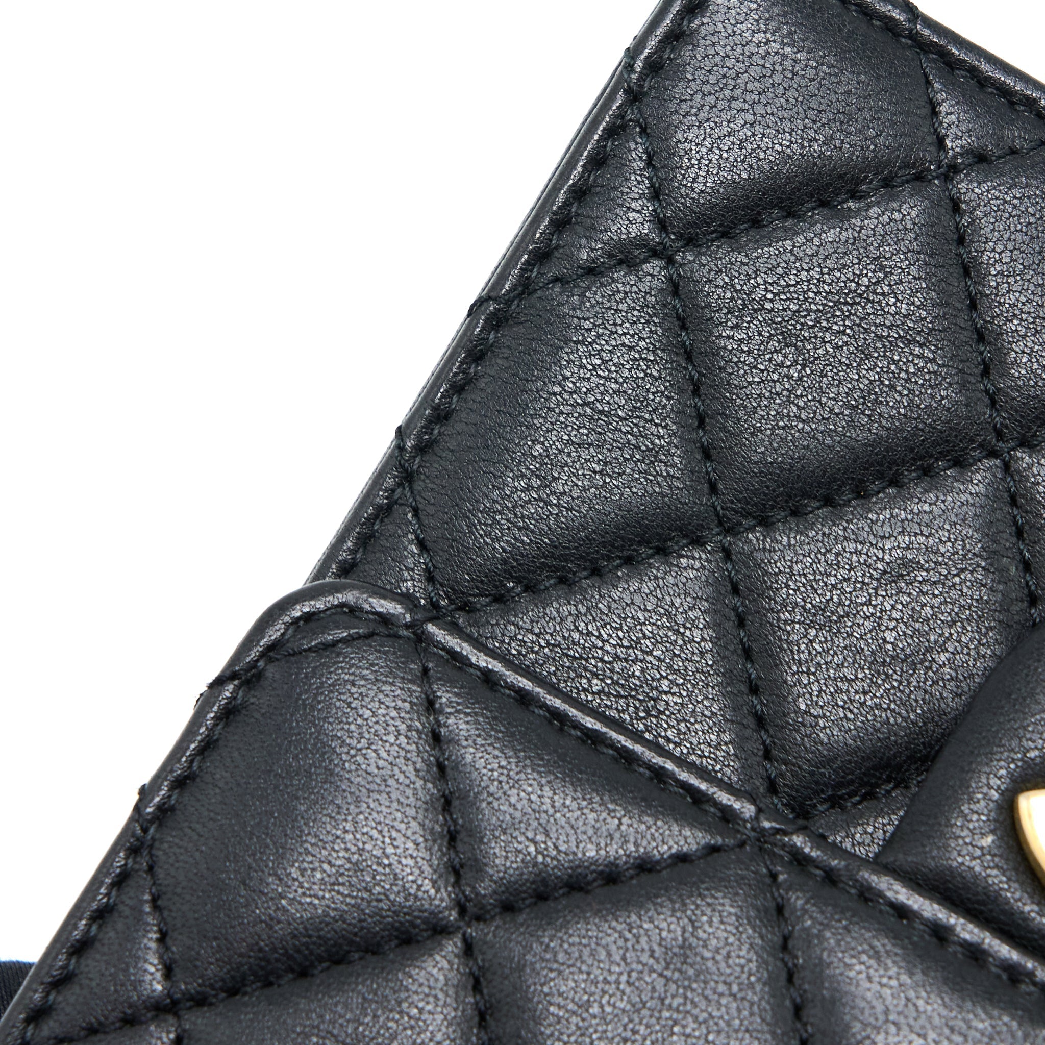 Chanel Vertical Pearl Flap Bag Goatskin Black