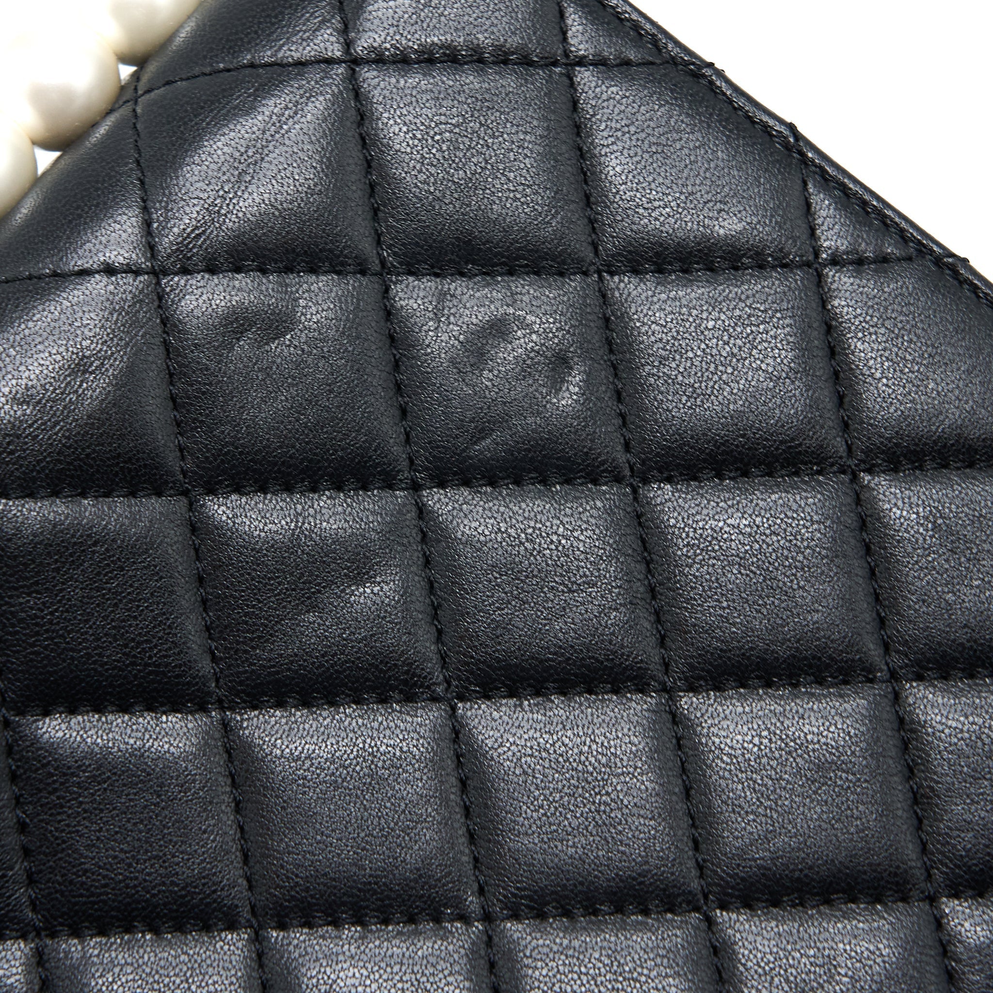 Chanel Vertical Pearl Flap Bag Goatskin Black