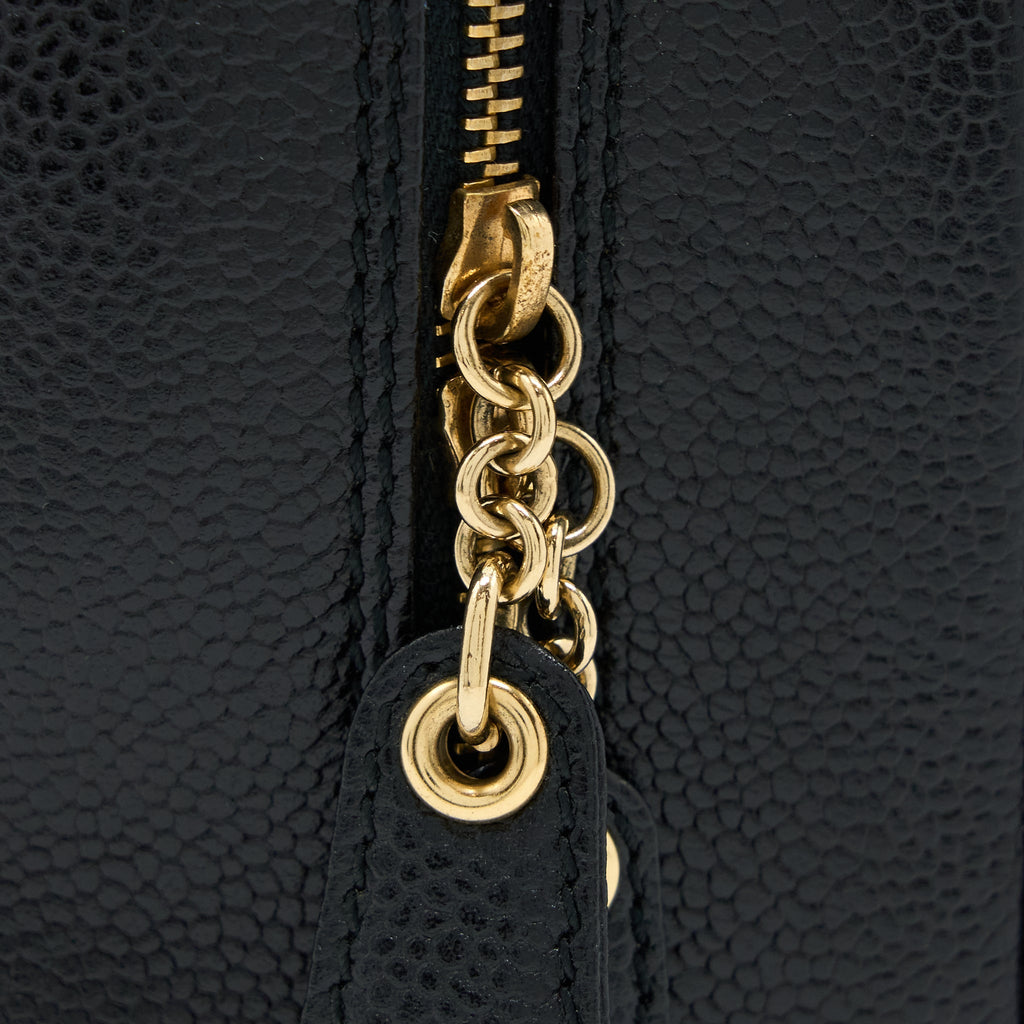 Chanel Vintage Camera Chevron Tote Bag Caviar Black